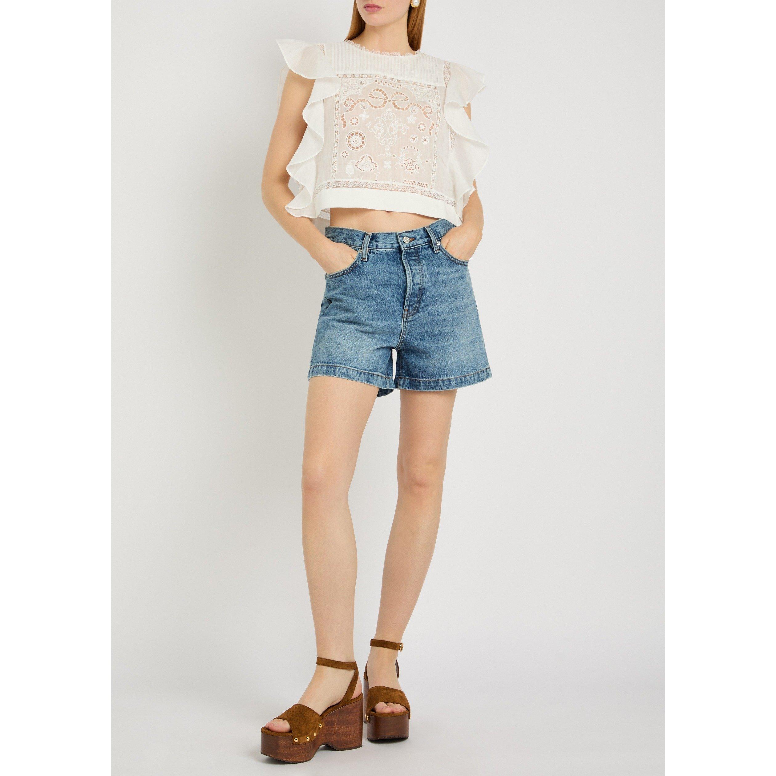 WHITE - Self Portrait - T WHITE RAMIE LACE FRILL TOP - 5