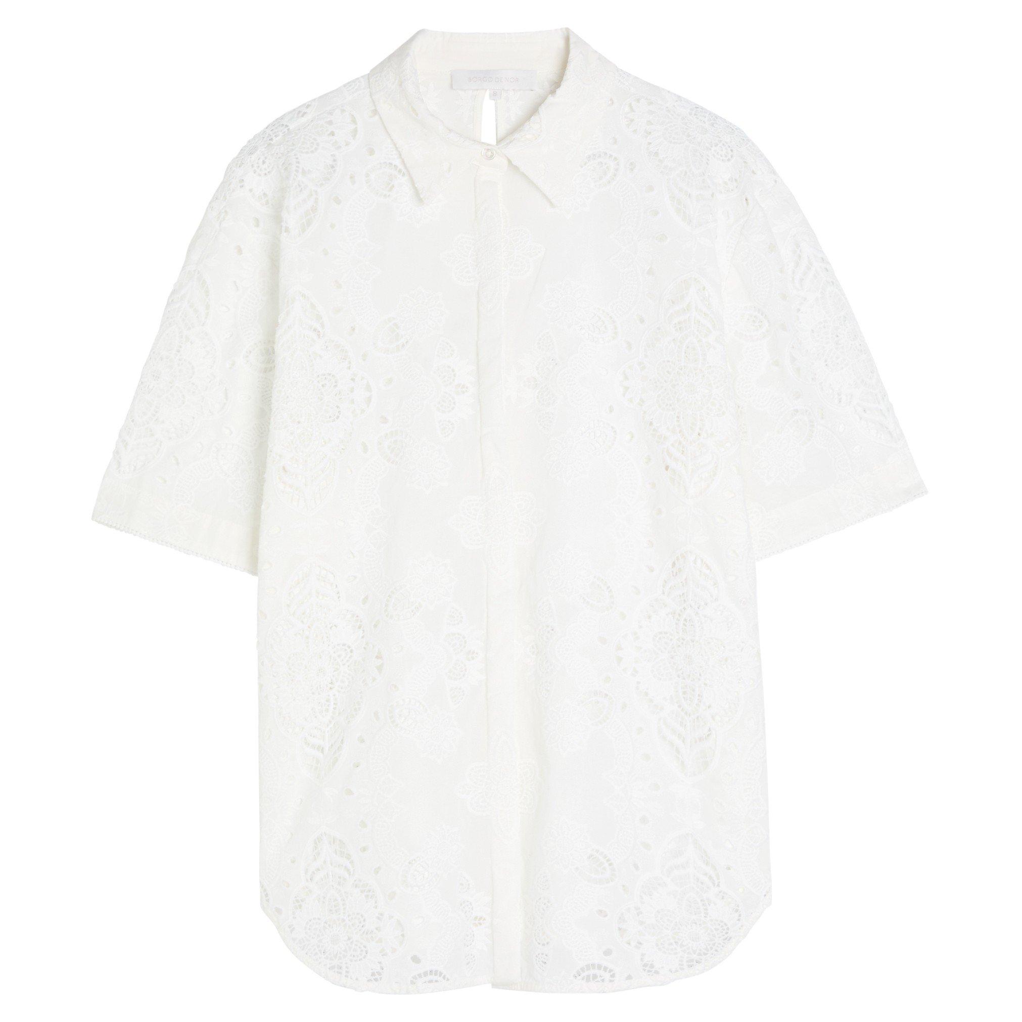 WHITE - Borgo de Nor - T AKARI LACE SHORT SLV TOP - 1