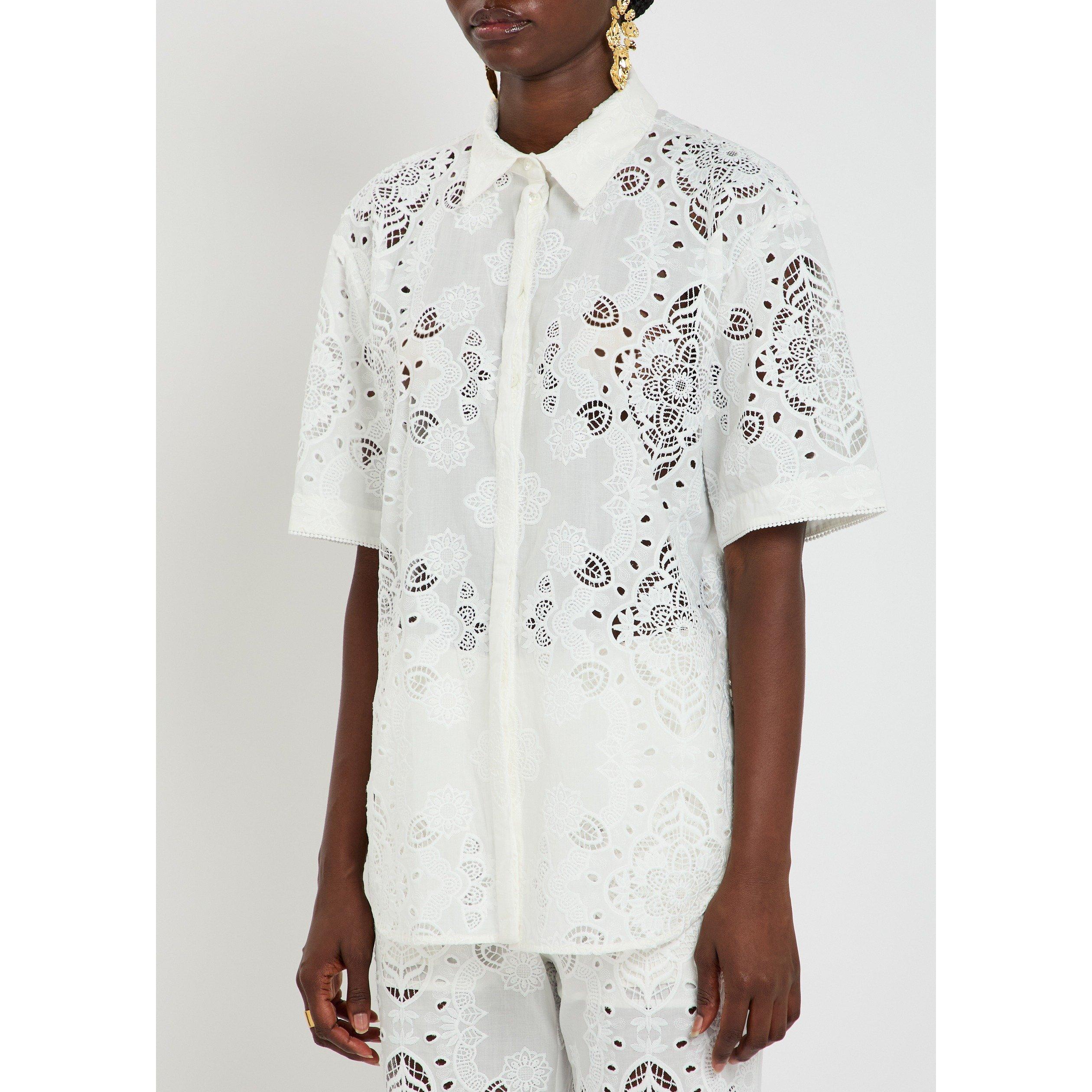 WHITE - Borgo de Nor - T AKARI LACE SHORT SLV TOP - 2