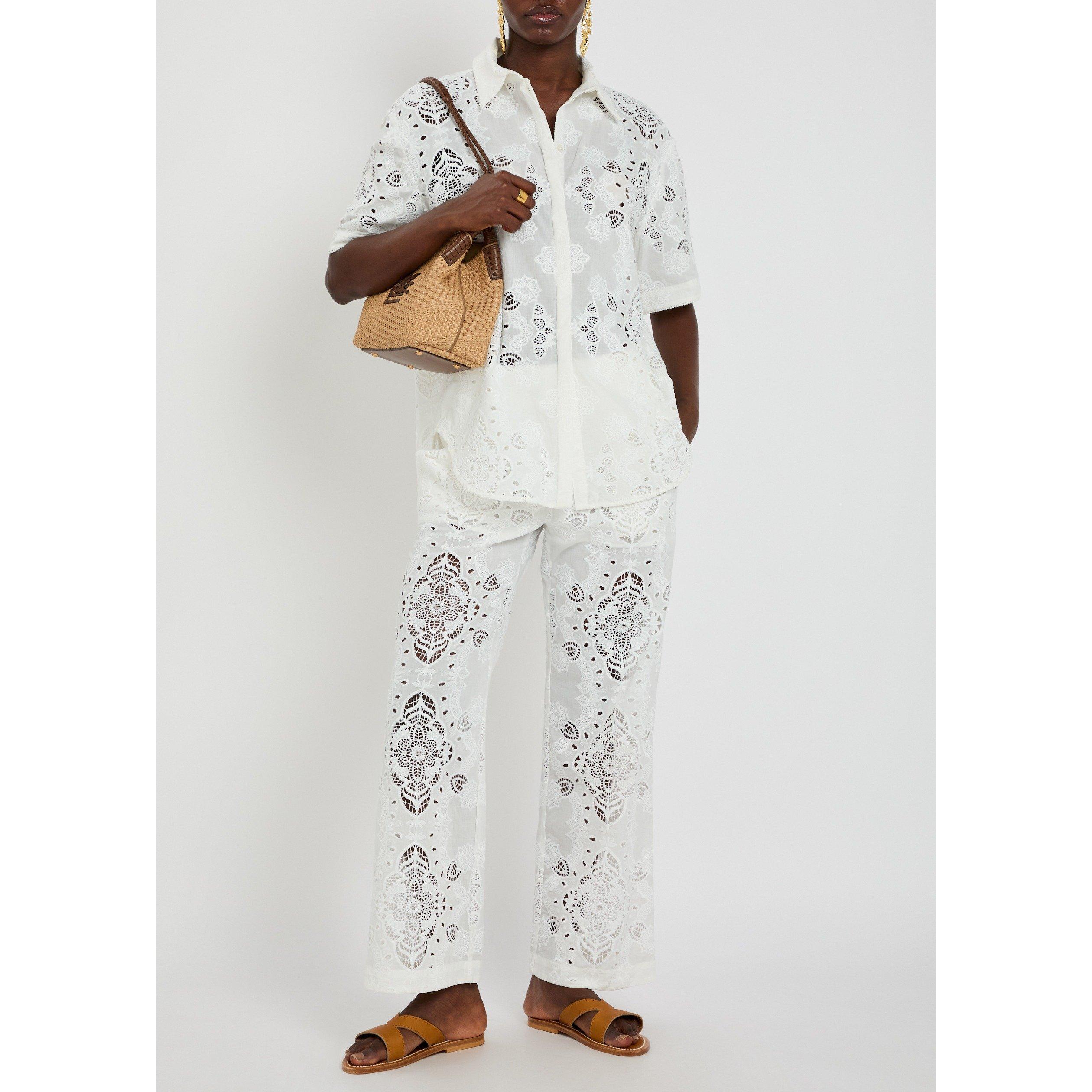 WHITE - Borgo de Nor - T AKARI LACE SHORT SLV TOP - 5