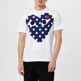 Comme des Garcons PLAY Polka Dot Peeping Heart T Shirt