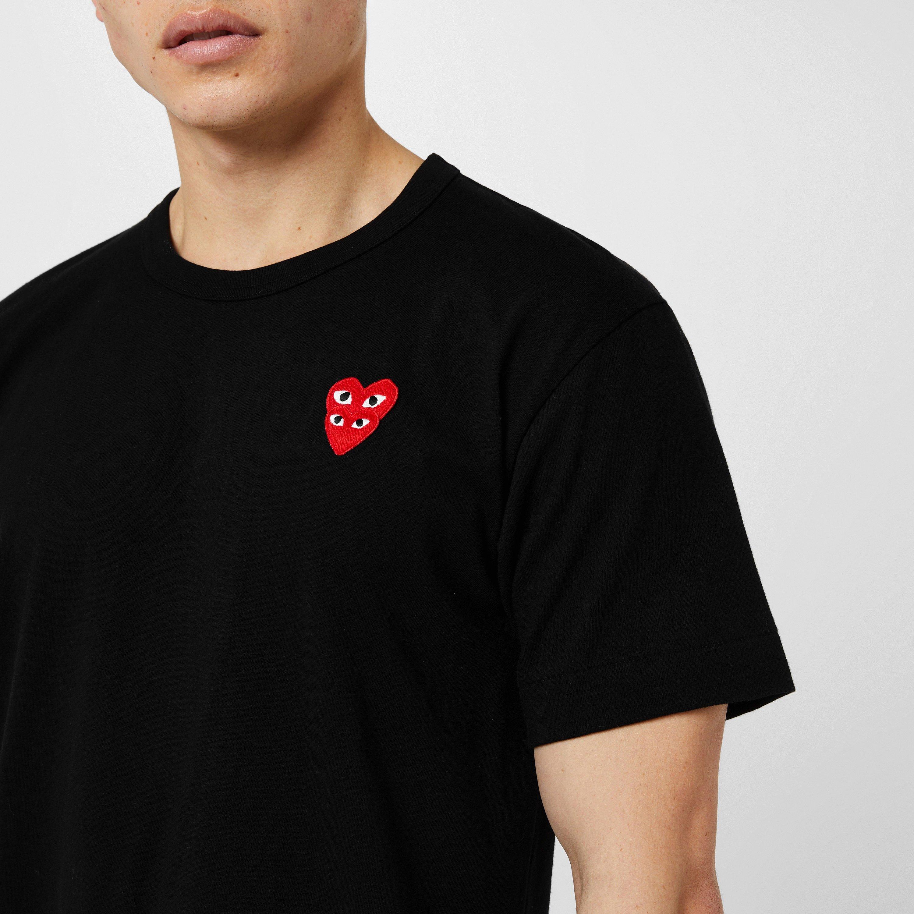 Comme des Garcons PLAY Embroidered Hearts T Shirt Regular Fit T Shirts USC