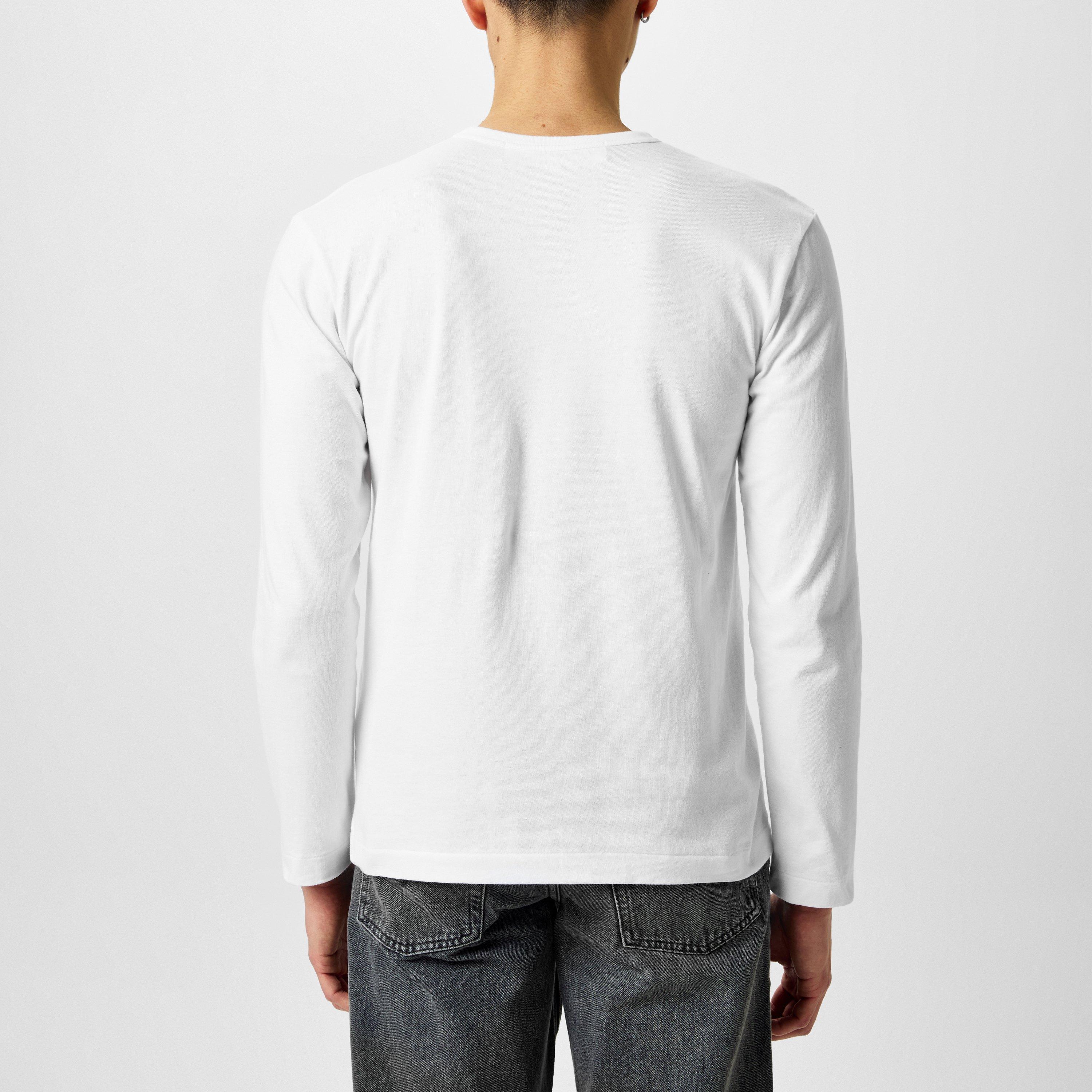 White - Comme des Garcons PLAY - Embroidered Hearts Long Sleeve Shirt - 3