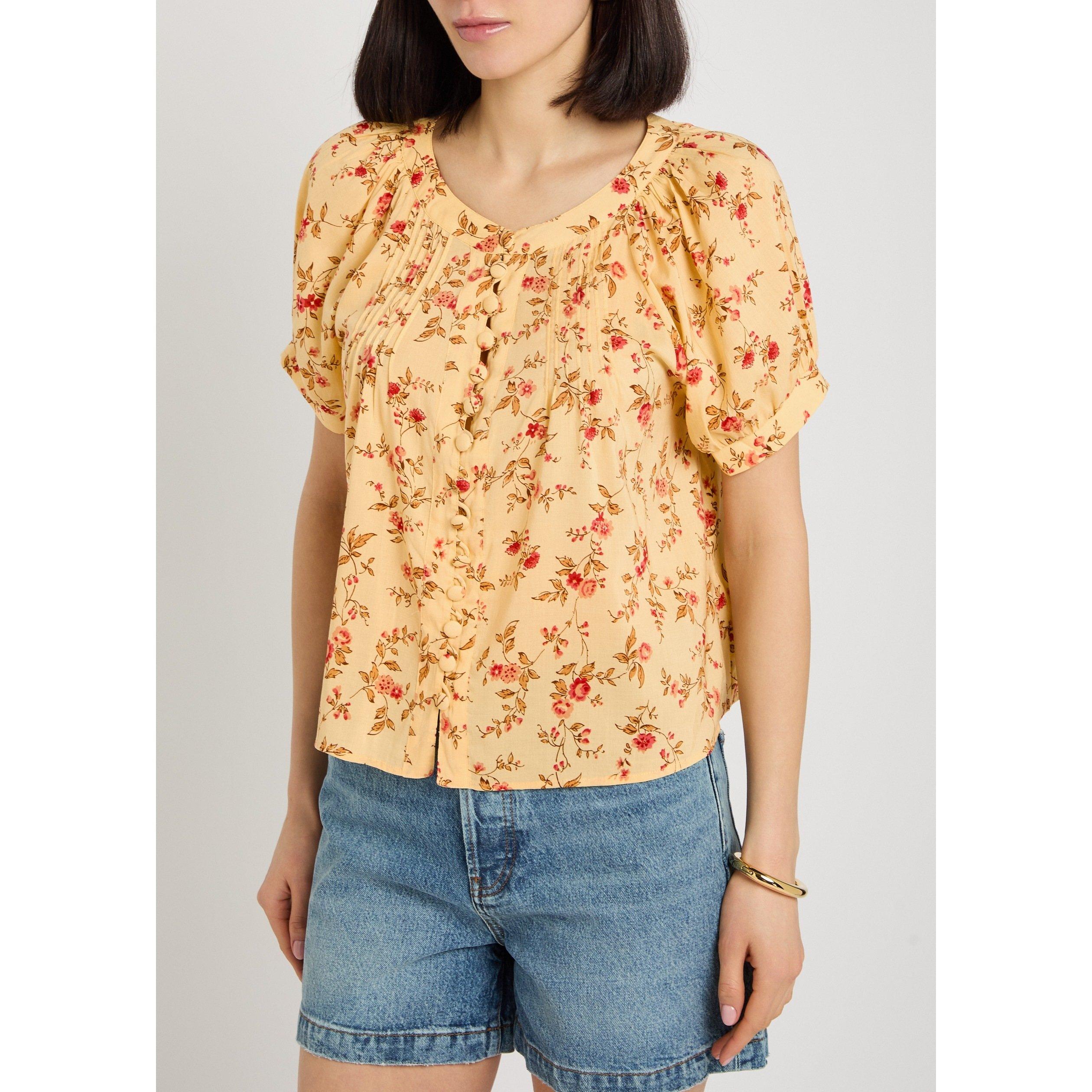 YELLOW AND OTHE - Reformation - Women's Calia Floral Short-Sleeve Blouse - 2