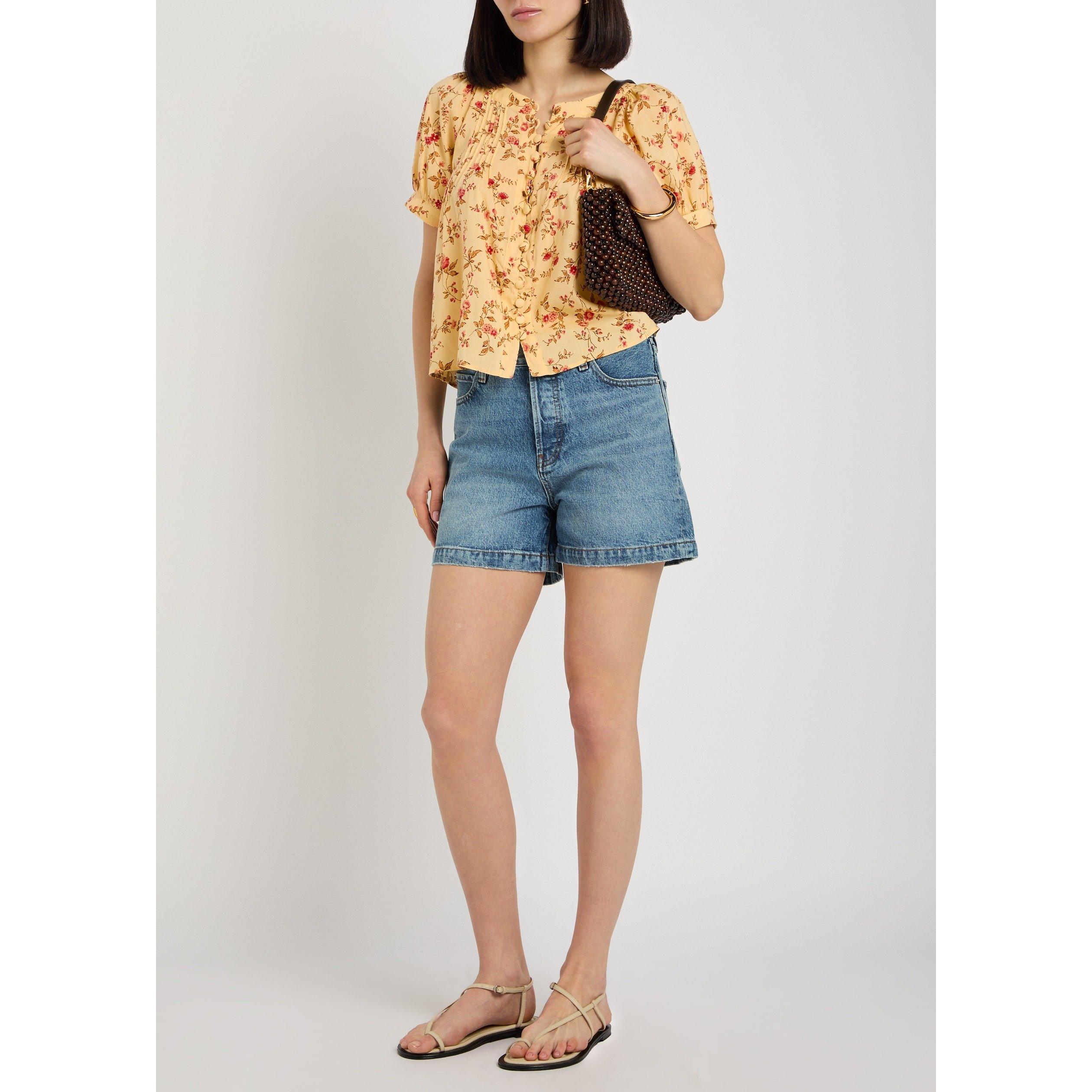 YELLOW AND OTHE - Reformation - Women's Calia Floral Short-Sleeve Blouse - 5