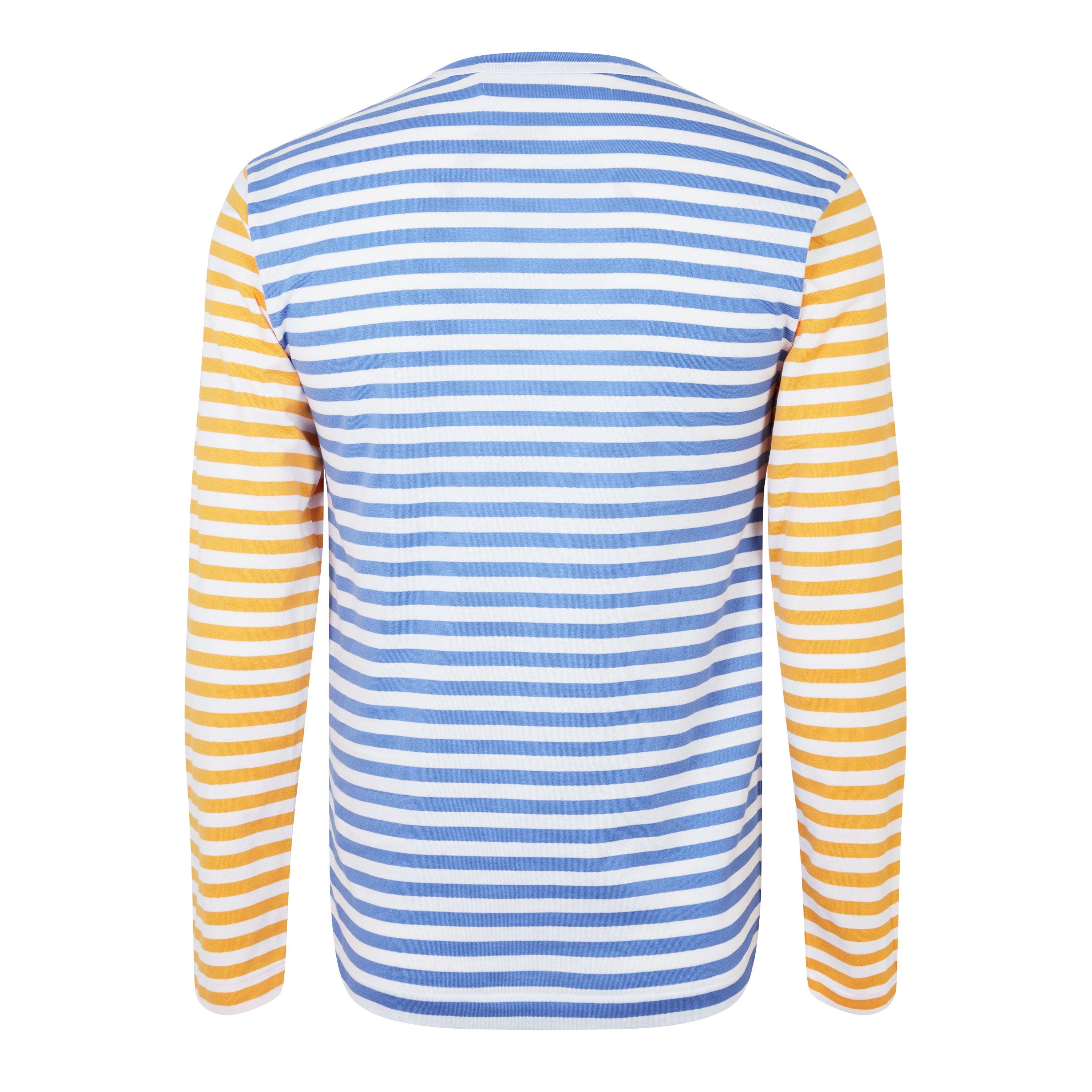 Yellow/Blue - Comme des Garcons PLAY - Bi-Colour Stripe T-Shirt - 6