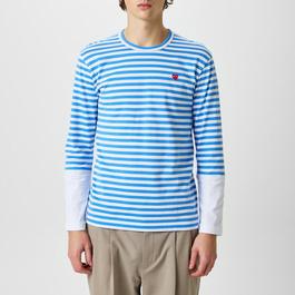 Comme des Garcons PLAY Striped Peeping Heart T Shirt