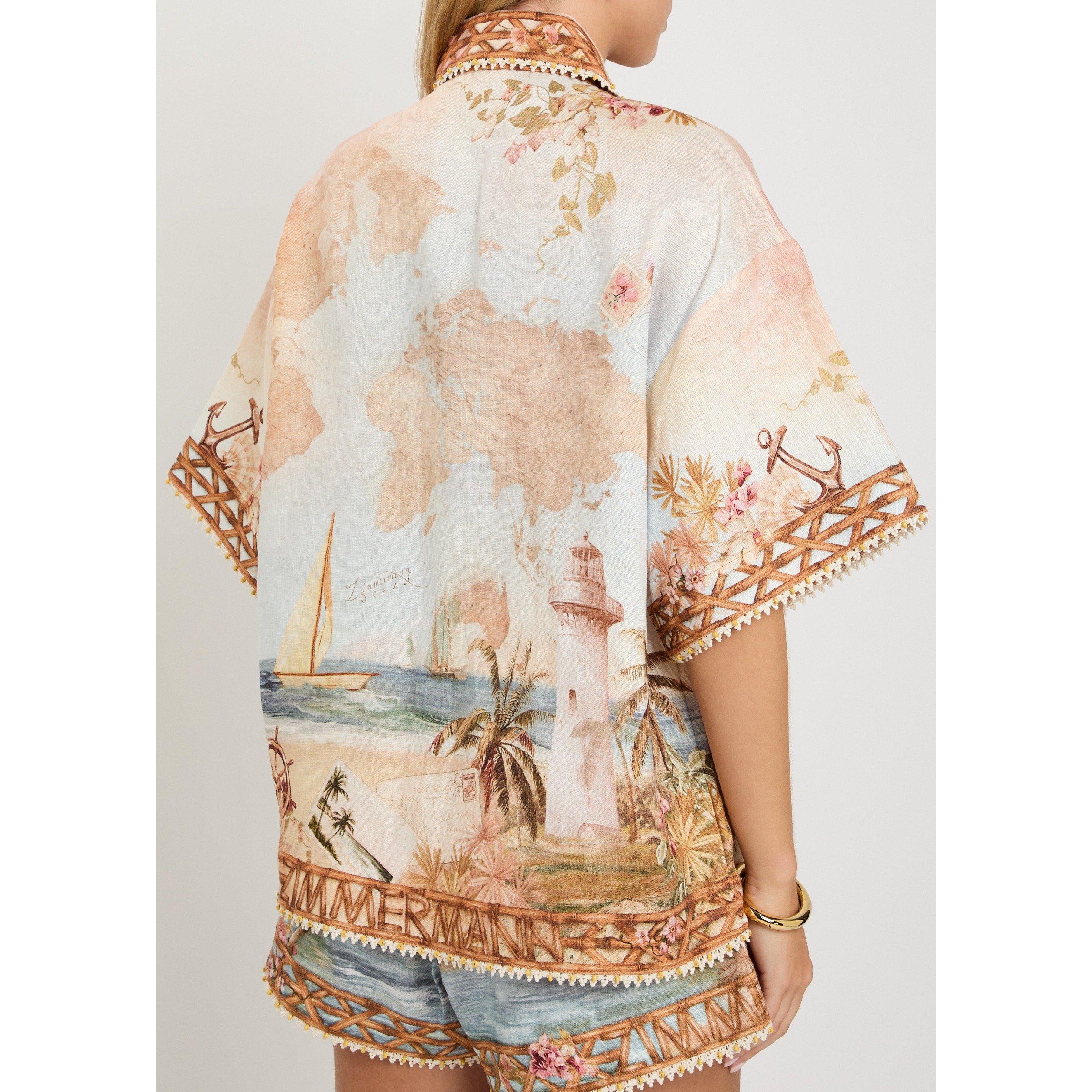 MULTICOLOURED - Zimmermann - Women's Mahon Short-Sleeve Linen Blouse - 3