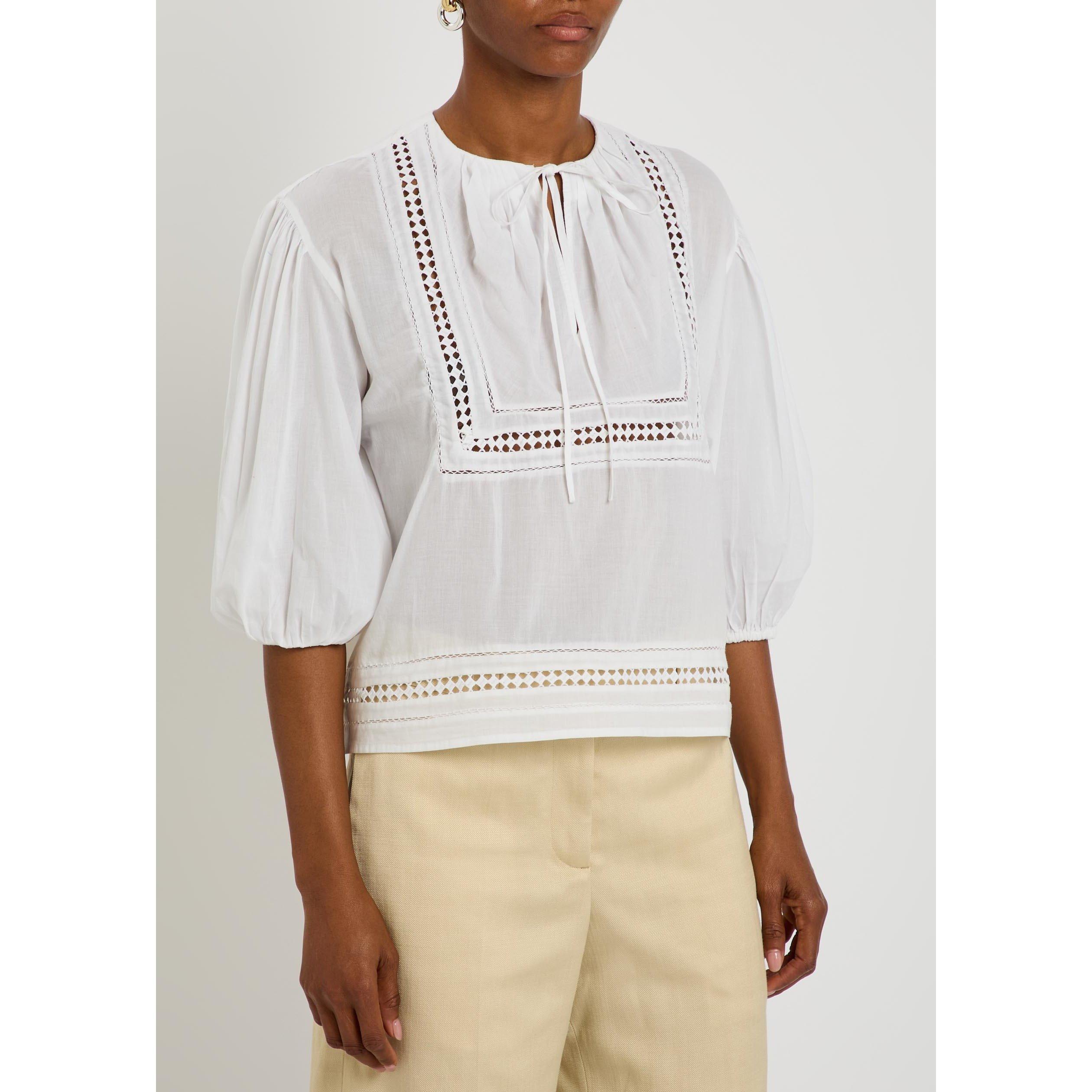 WHITE - Polo Ralph Lauren - Women's Cotton Short-Sleeve Blouse - 2