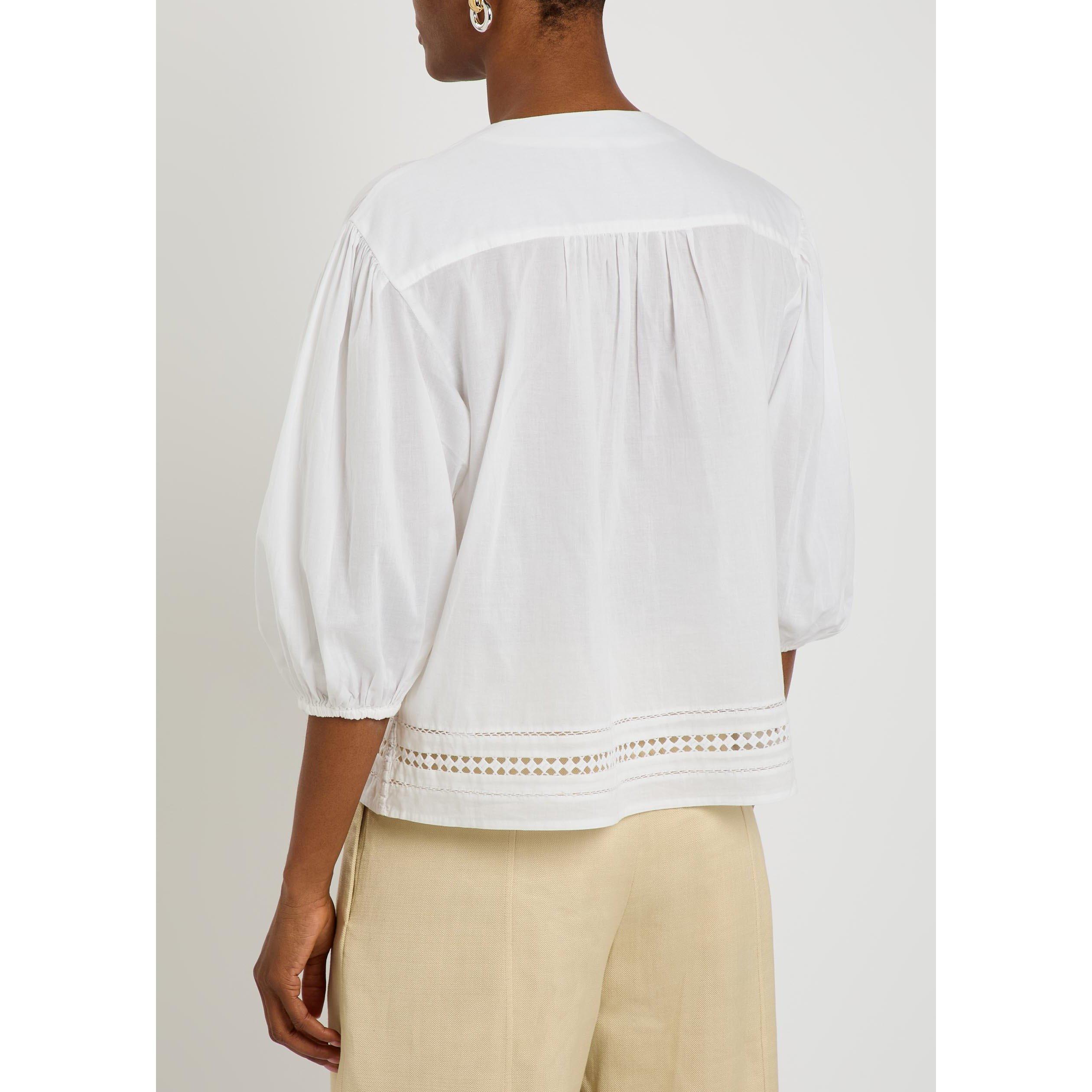 WHITE - Polo Ralph Lauren - Women's Cotton Short-Sleeve Blouse - 3