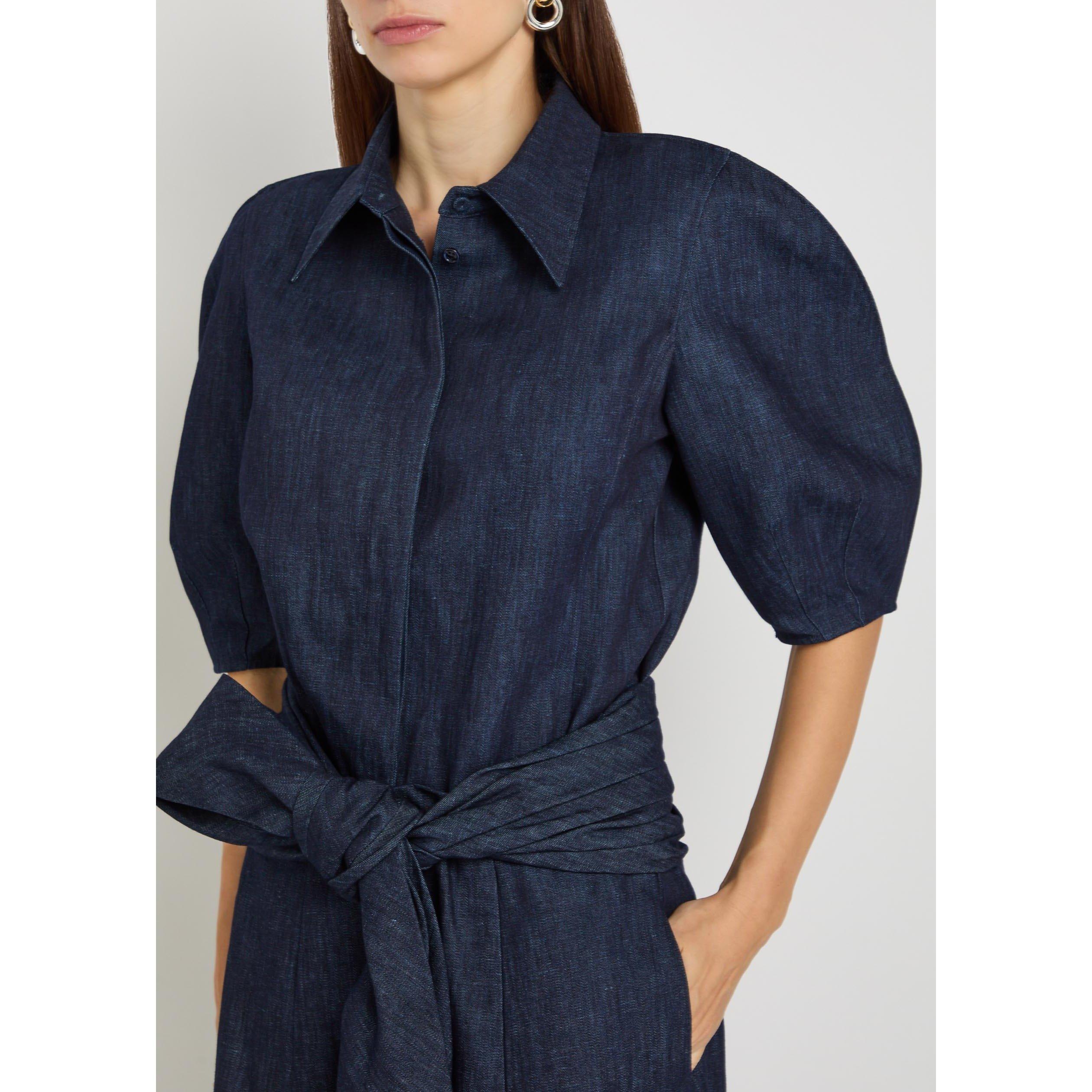 DENIM - Gabriela Hearst - Women's Sansi Cotton-Linen Short-Sleeve Blouse - 4