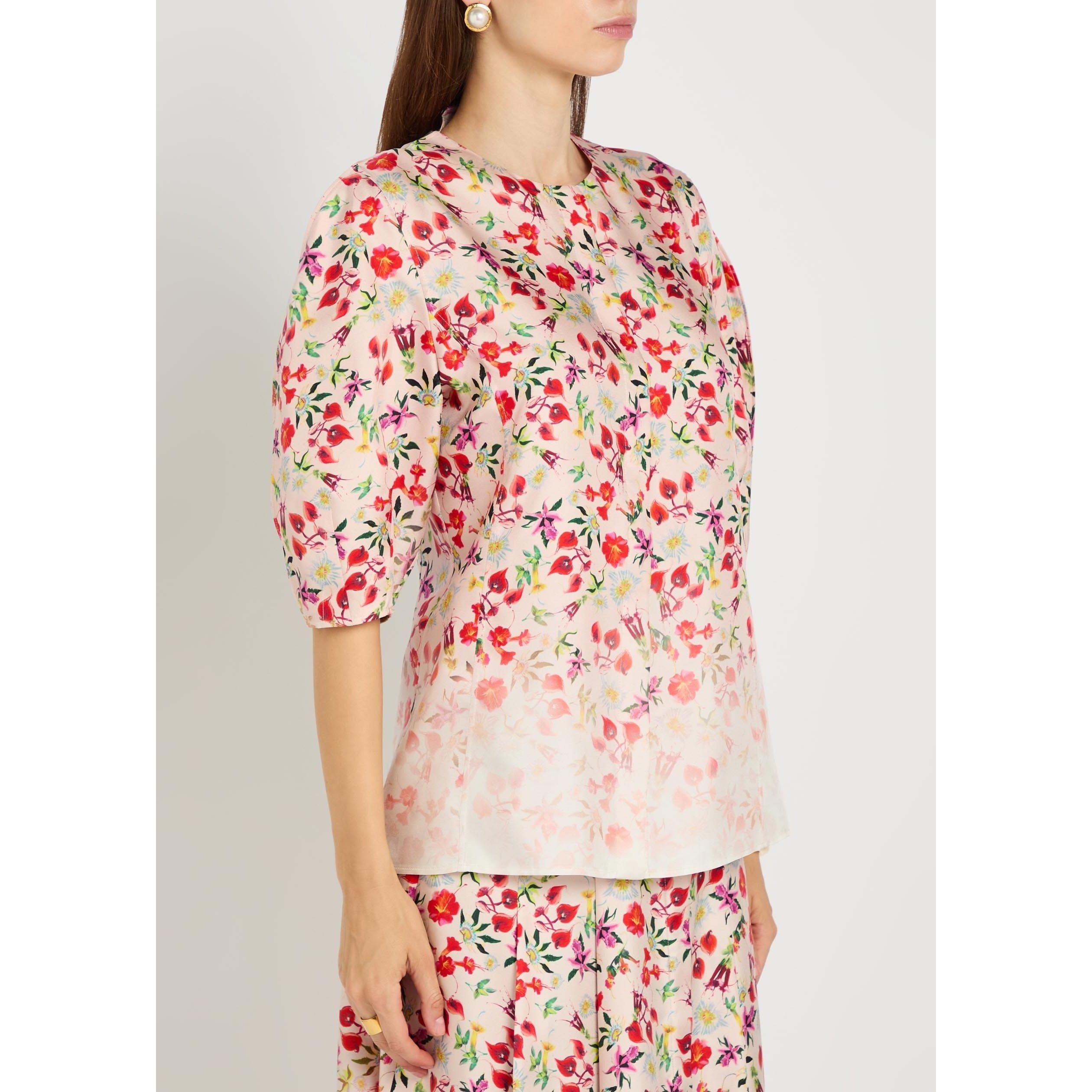 MULTICOLOURED - Gabriela Hearst - Women's Edify Floral Short-Sleeve Silk Blouse - 2