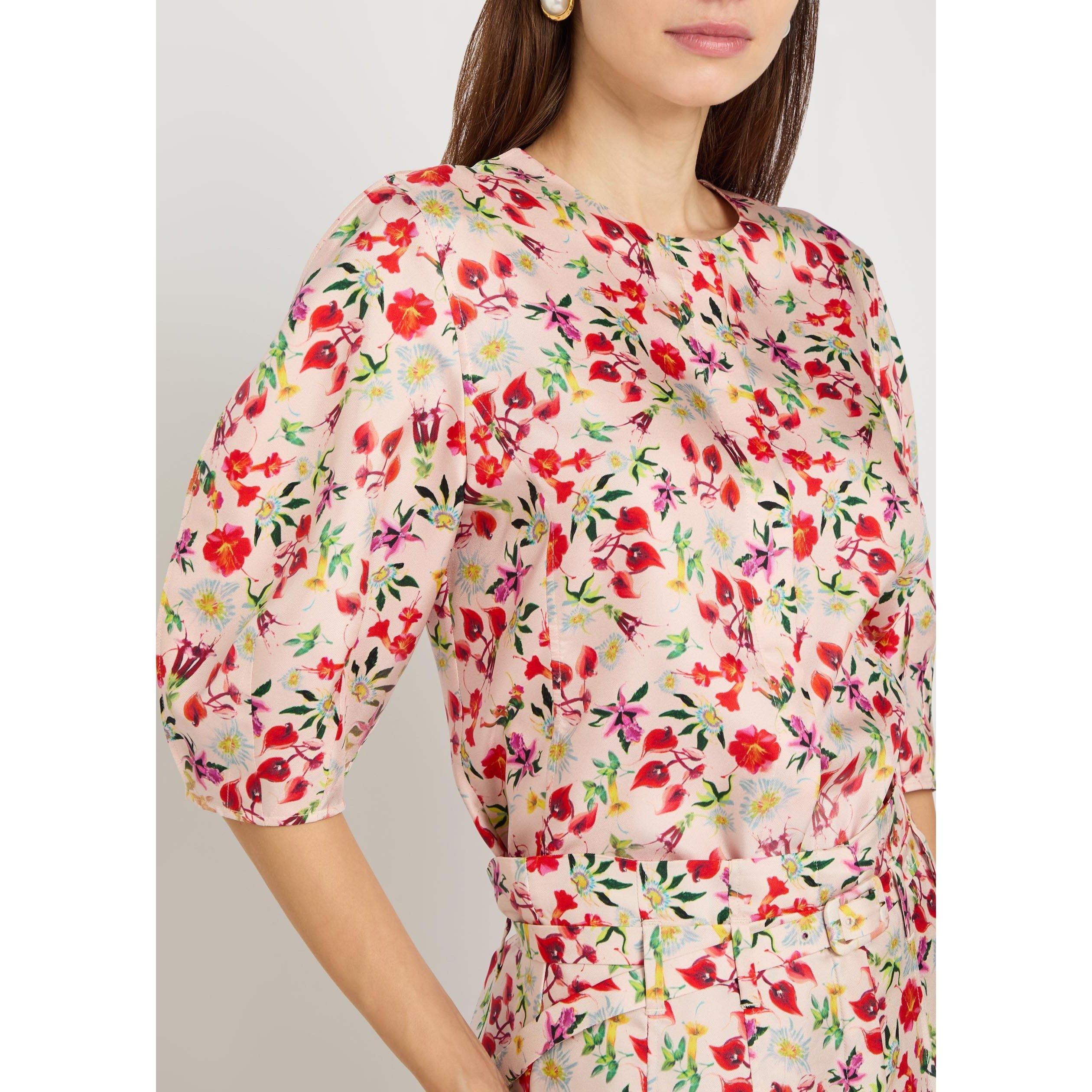 MULTICOLOURED - Gabriela Hearst - Women's Edify Floral Short-Sleeve Silk Blouse - 4