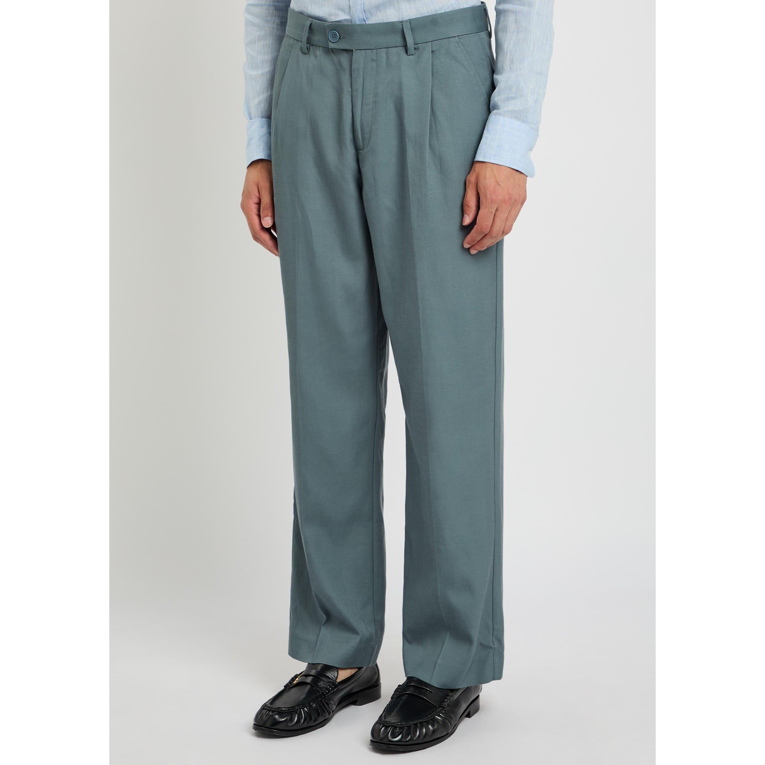 BLUE - Percival - Men's Tailored Tencel Cotton Linen Suit Trousers - 2