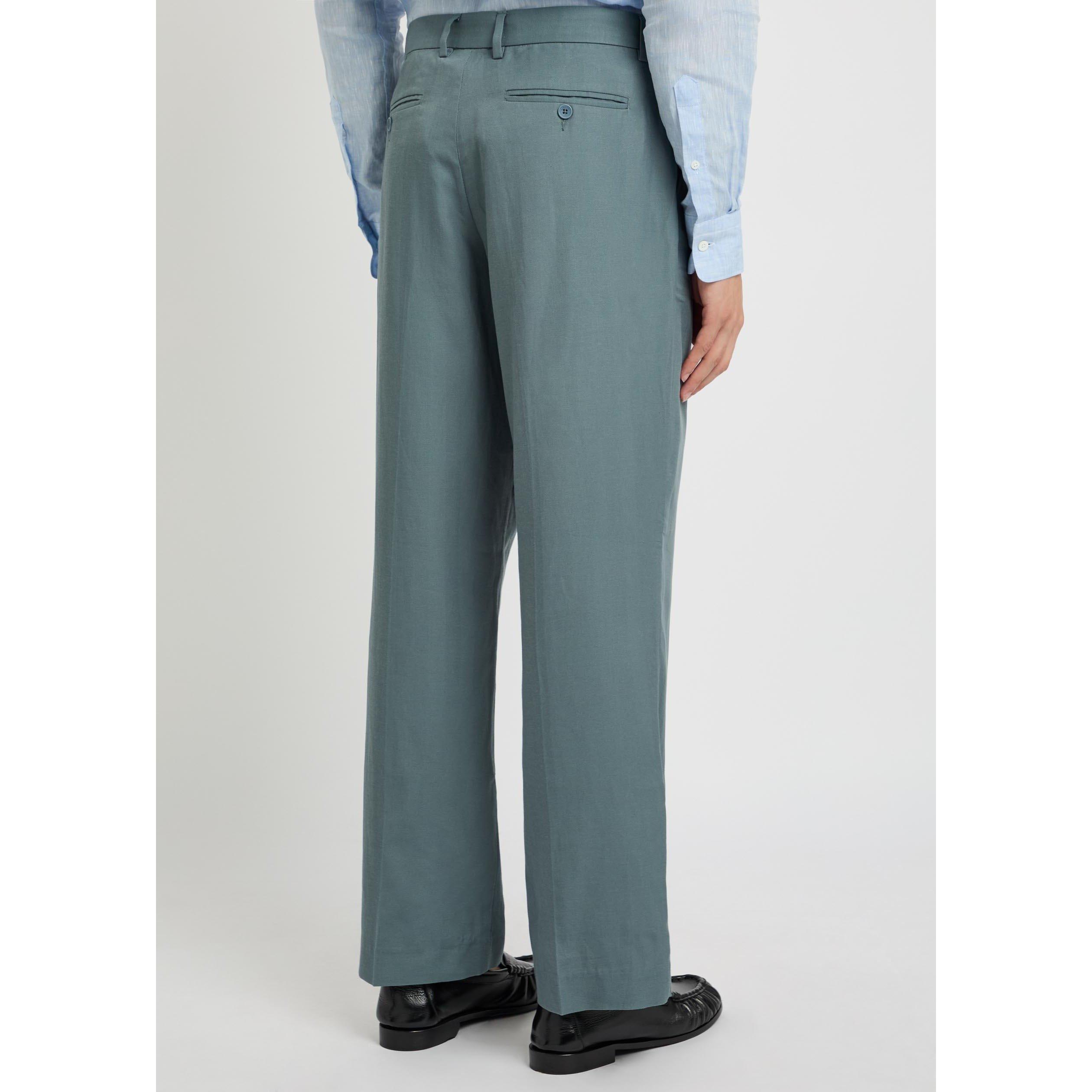 BLUE - Percival - Men's Tailored Tencel Cotton Linen Suit Trousers - 3