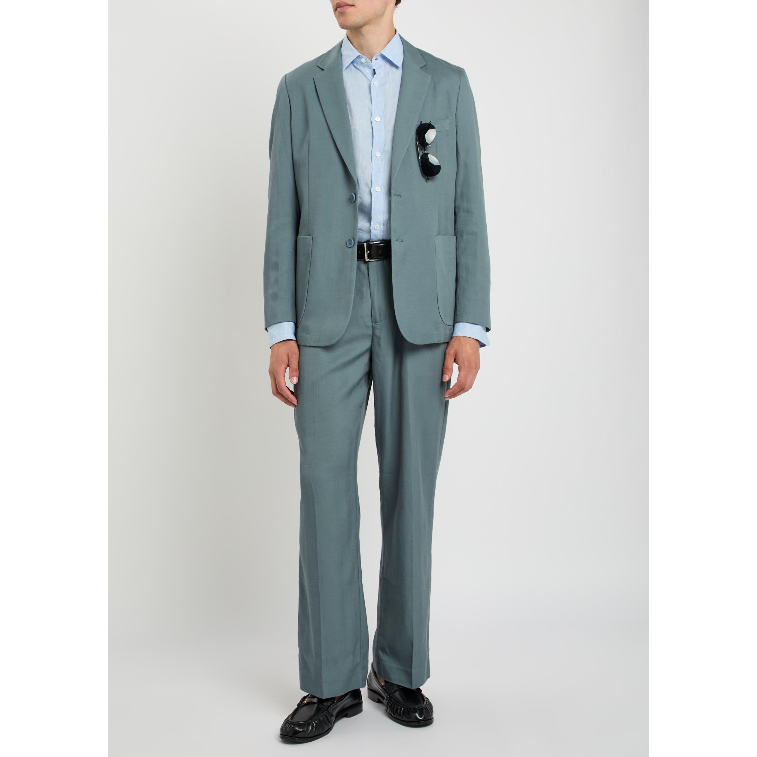 BLUE - Percival - Men's Tailored Tencel Cotton Linen Suit Trousers - 5