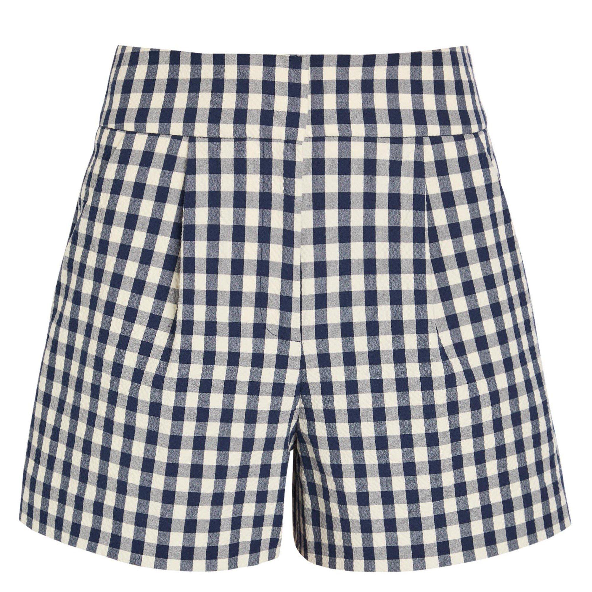 NAVY AND OTHER - Veronica Beard - Women's Haina Cotton High-Waisted Tailored Shorts - 1