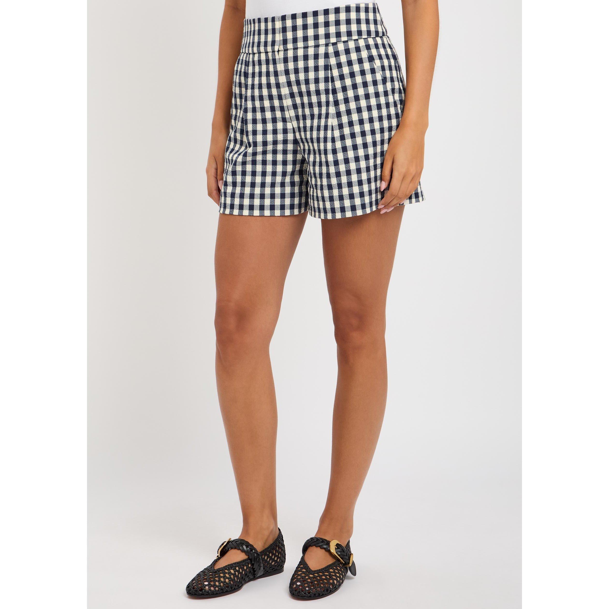 NAVY AND OTHER - Veronica Beard - Women's Haina Cotton High-Waisted Tailored Shorts - 2
