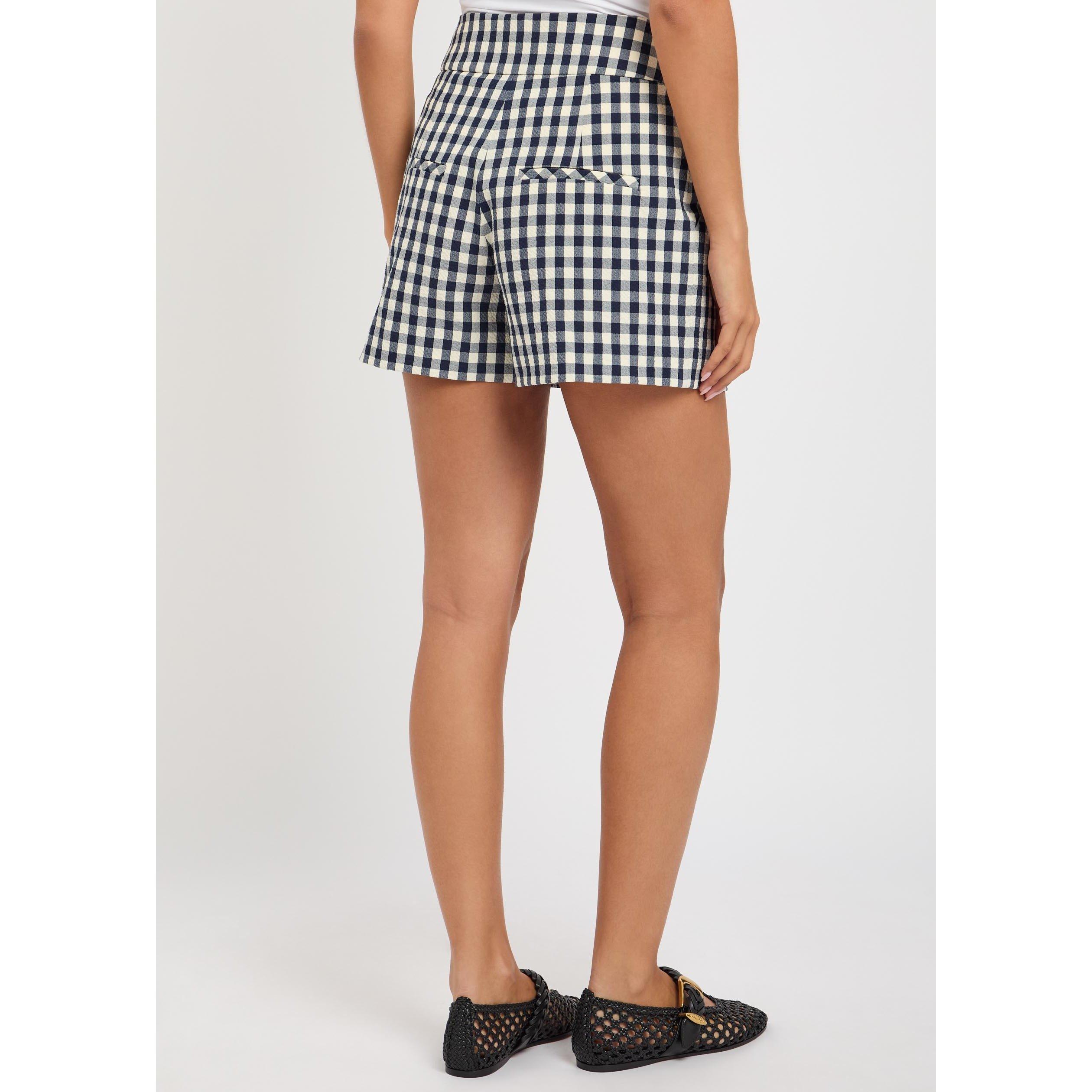 NAVY AND OTHER - Veronica Beard - Women's Haina Cotton High-Waisted Tailored Shorts - 3