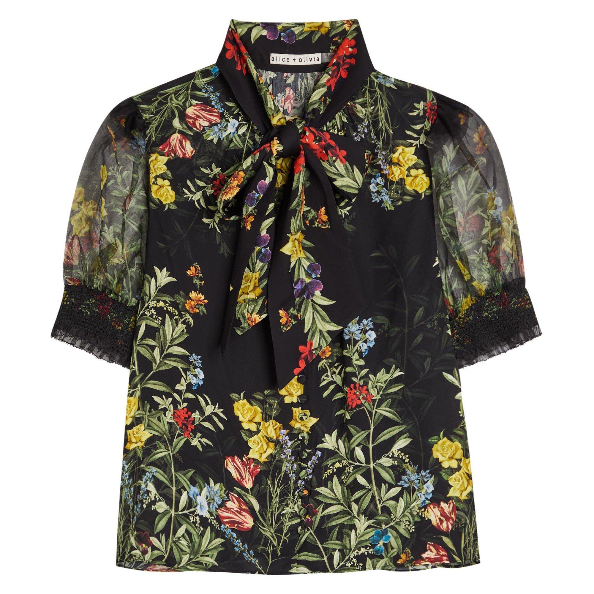 BLACK AND OTHER - Alice And Olivia - T Brentley Tie Nk Blouse