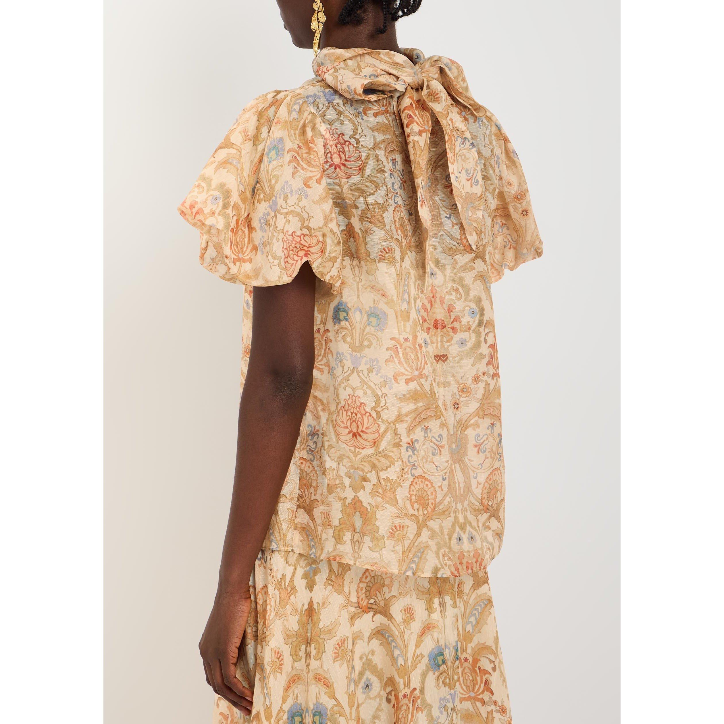 MULTICOLOURED - Zimmermann - Women's Valiant Bubble Linen Short-Sleeve Blouse - 3