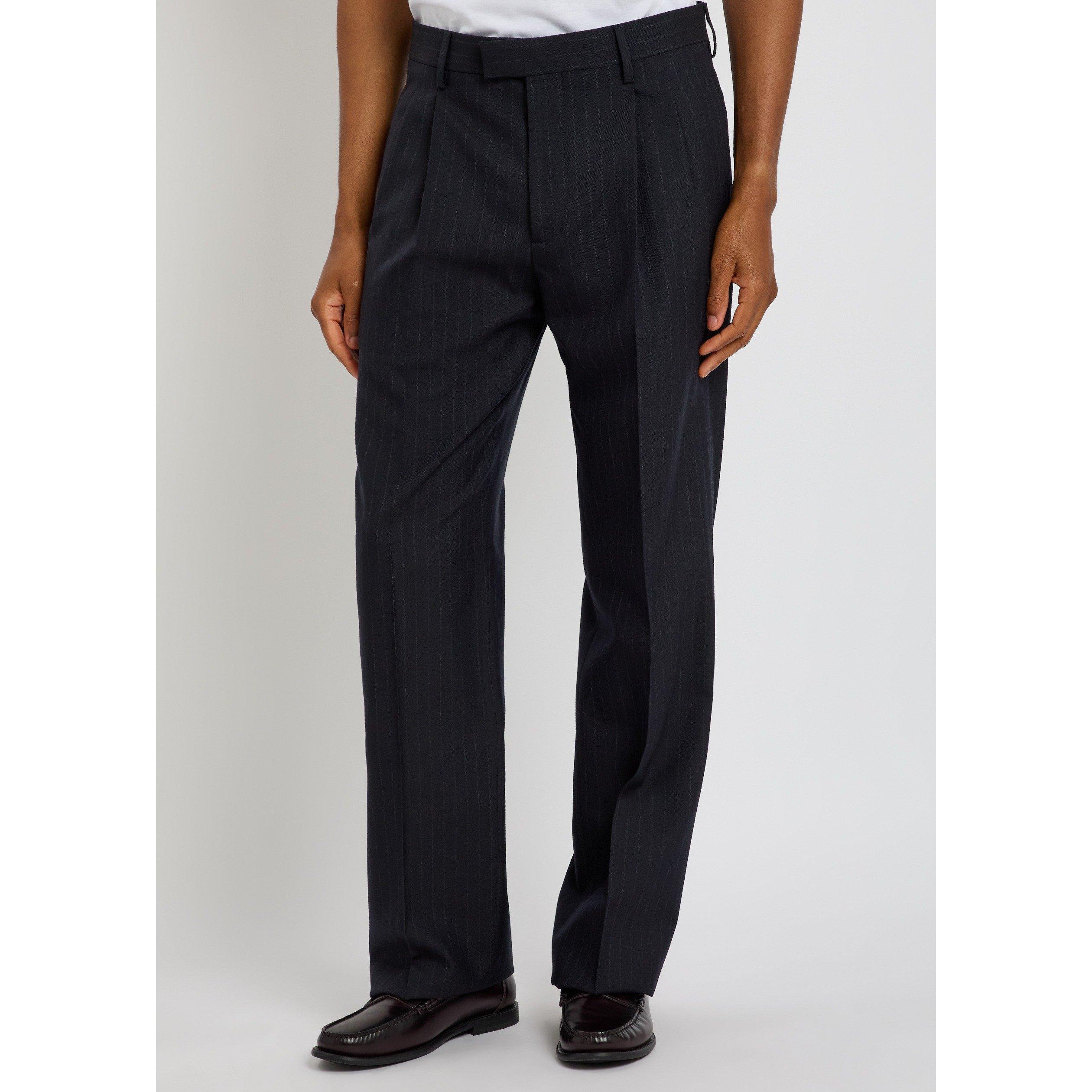 BLACK AND OTHER - Lardini - Men's Pinstripe Wool Straight Leg Suit Trousers - 2