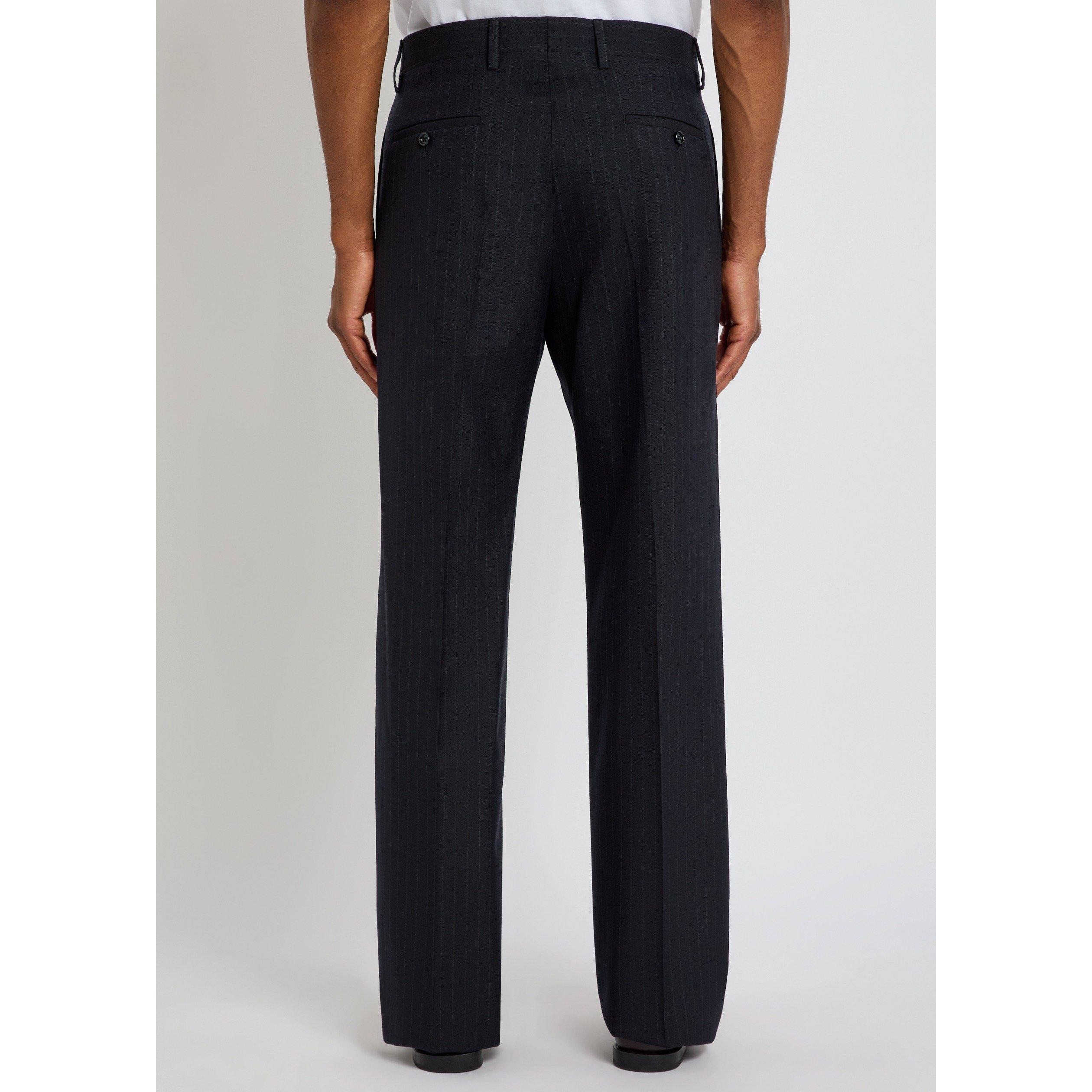 BLACK AND OTHER - Lardini - Men's Pinstripe Wool Straight Leg Suit Trousers - 3
