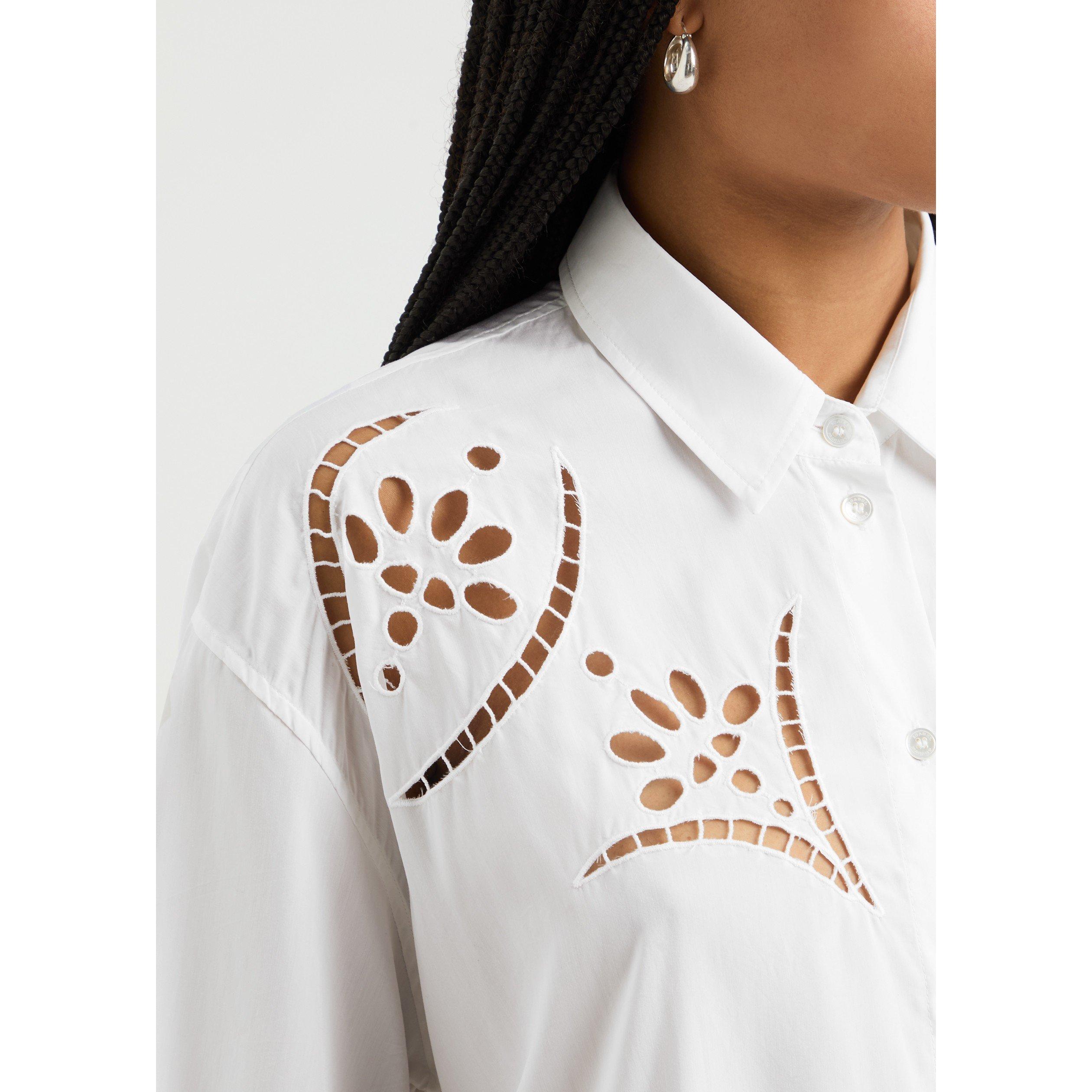 WHITE - Isabel Marant - BILYA EMBROIDERED S.S. SHIRT - 4