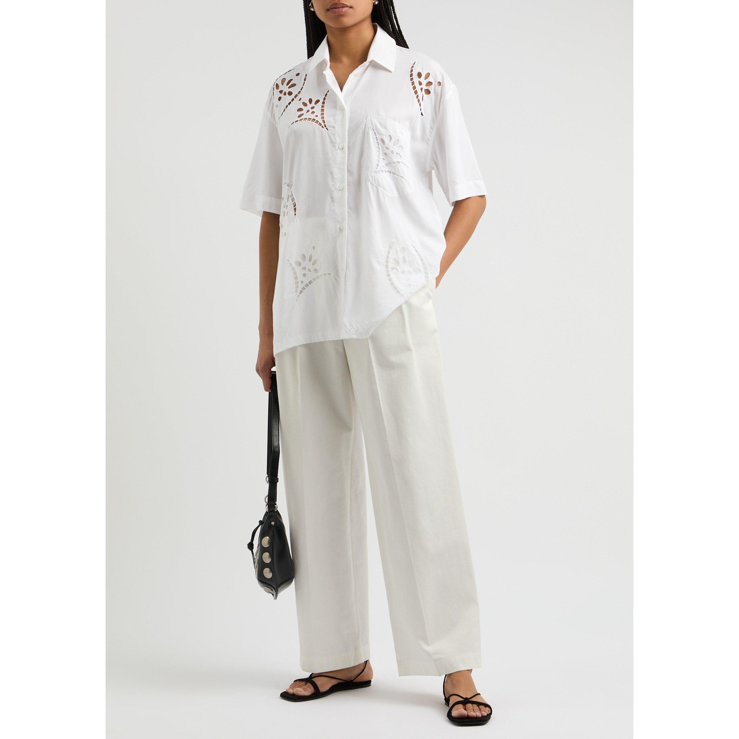 WHITE - Isabel Marant - BILYA EMBROIDERED S.S. SHIRT - 5