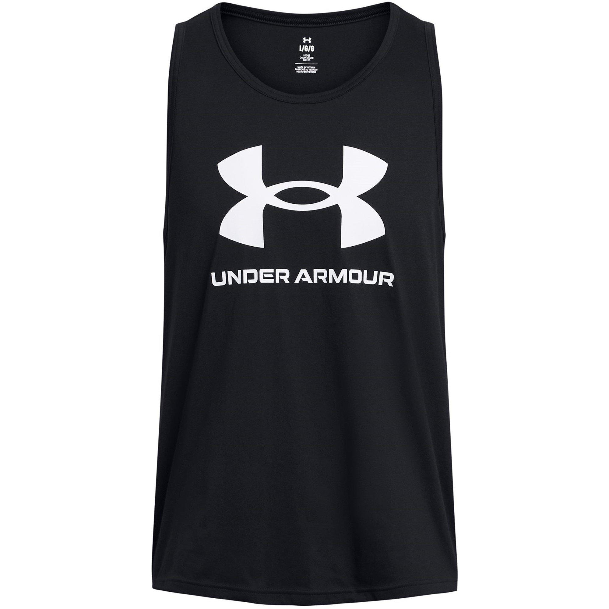 Black/White - Under Armour - Sportstyle Logo Tank Top Mens - 1