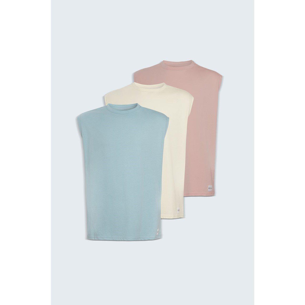 Native Youth Men's Tank Vest - Blue/Pink/Stone - Small