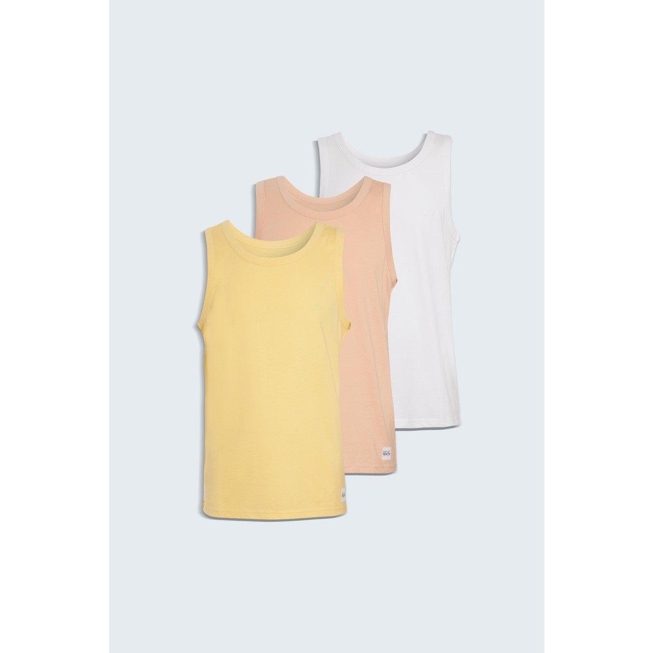 Native Youth Men's -Pack Muscle Vests - Yellw/Pnk/White - Small