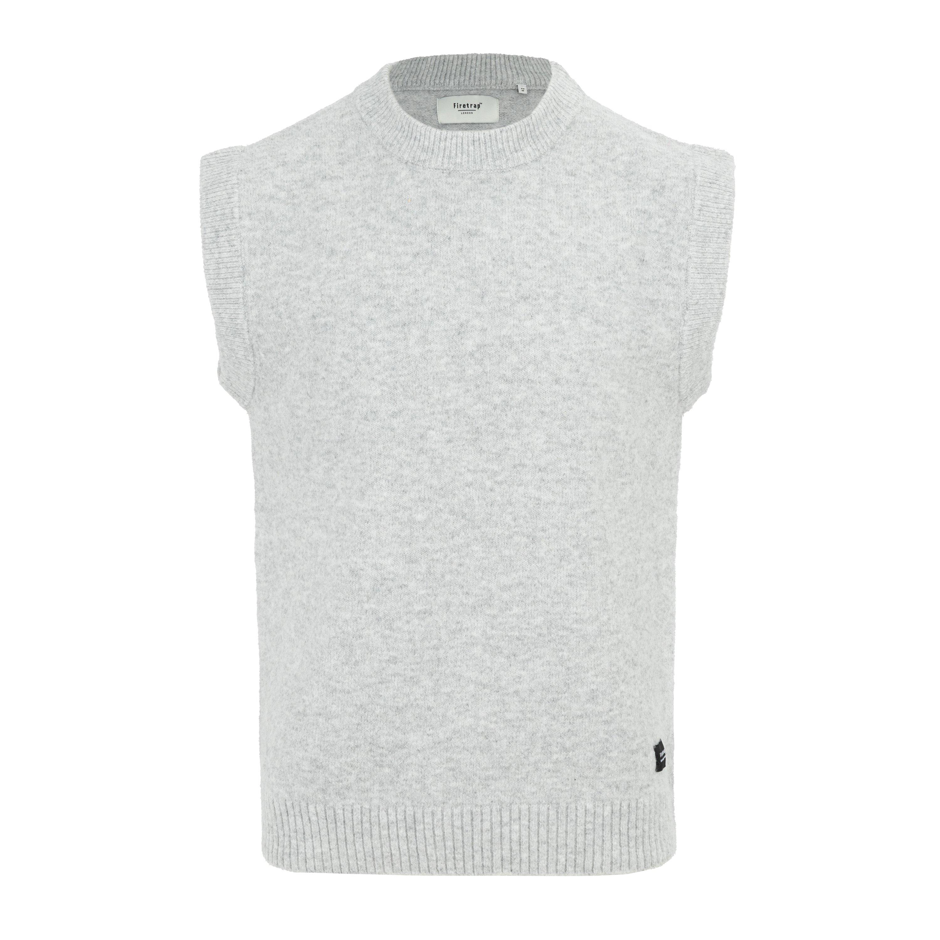 Firetrap Men's Crew Neck Sleeveless Sweater Vest - Light Grey - M