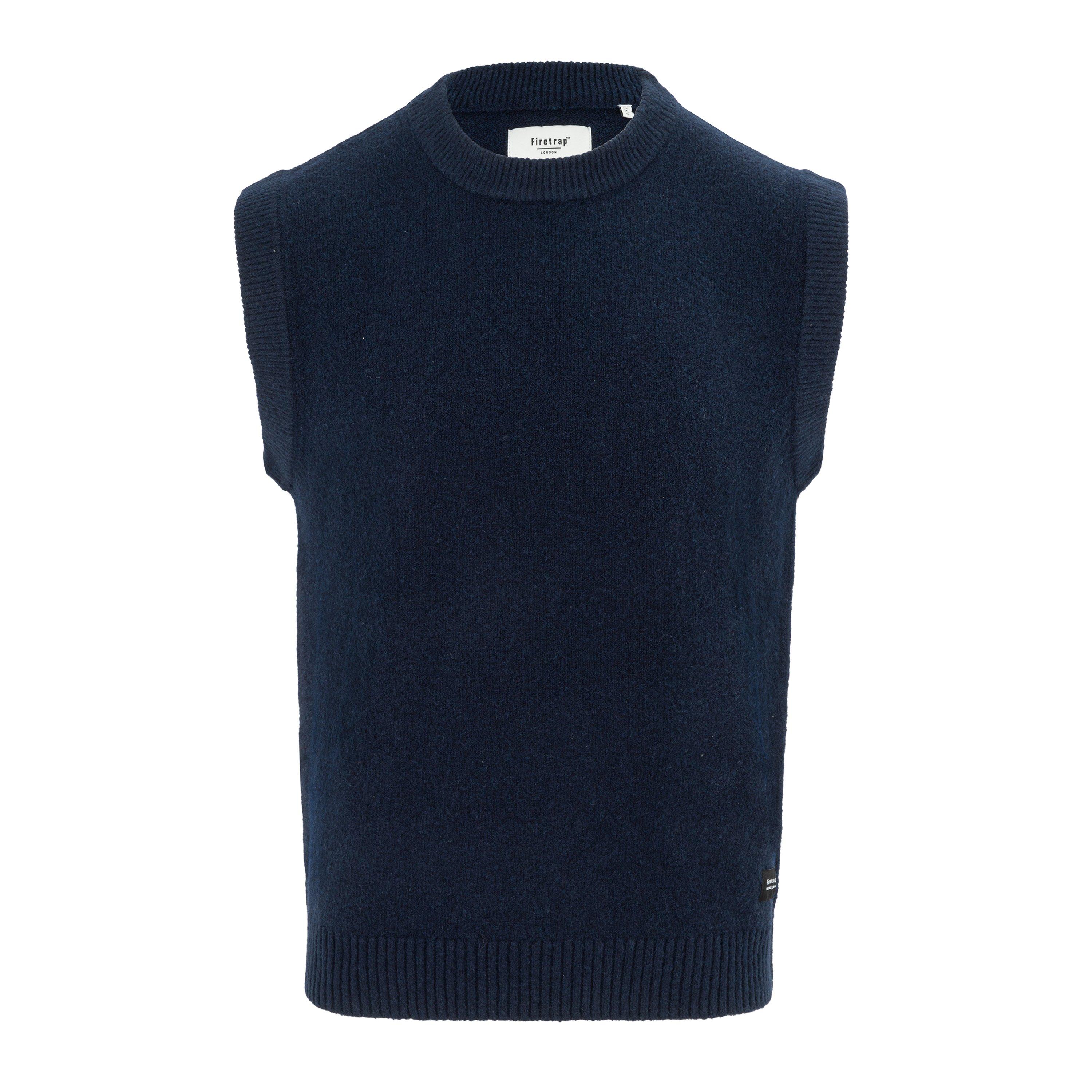 Firetrap Men's Crew Neck Sleeveless Sweater Vest - Navy - L