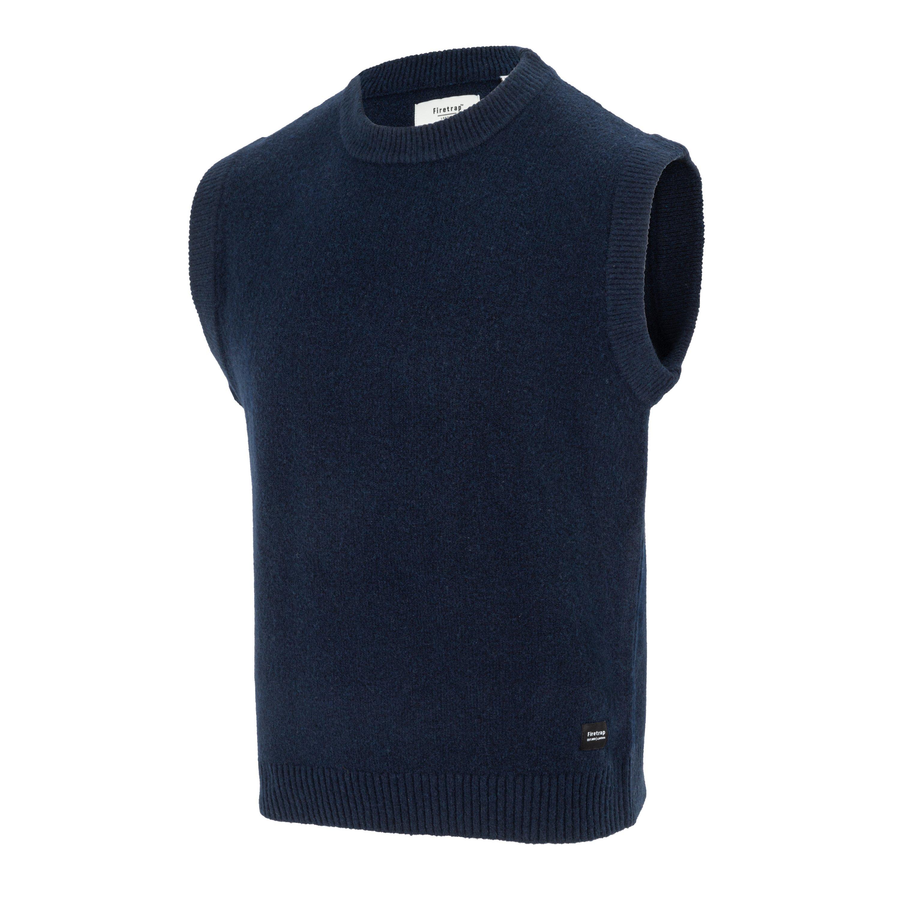 Navy - Firetrap - Crew Neck Sleeveless Sweater Vest Men - 3