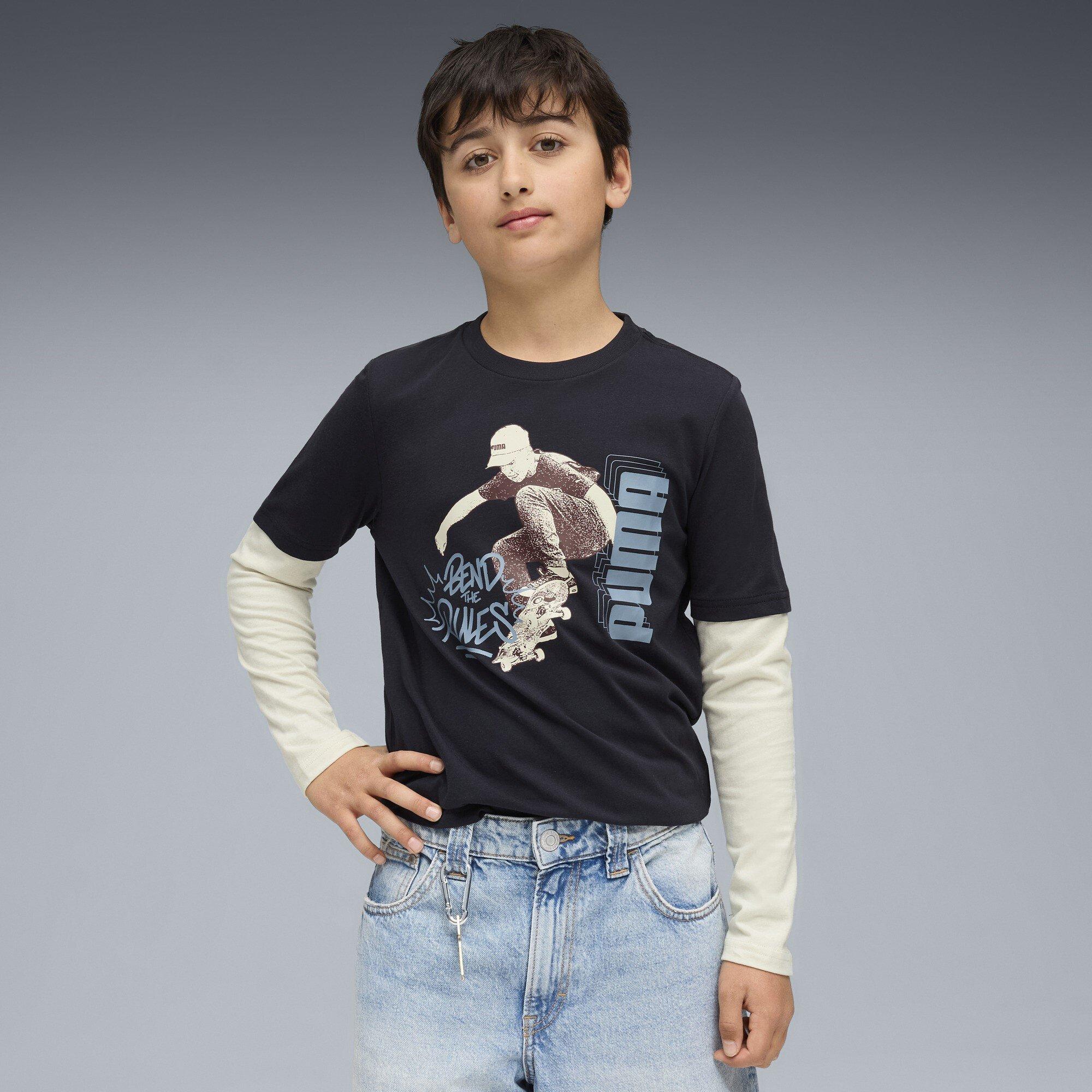 New Navy - Puma - MID90s Juniors Layered Long-Sleeve T-Shirt - 3