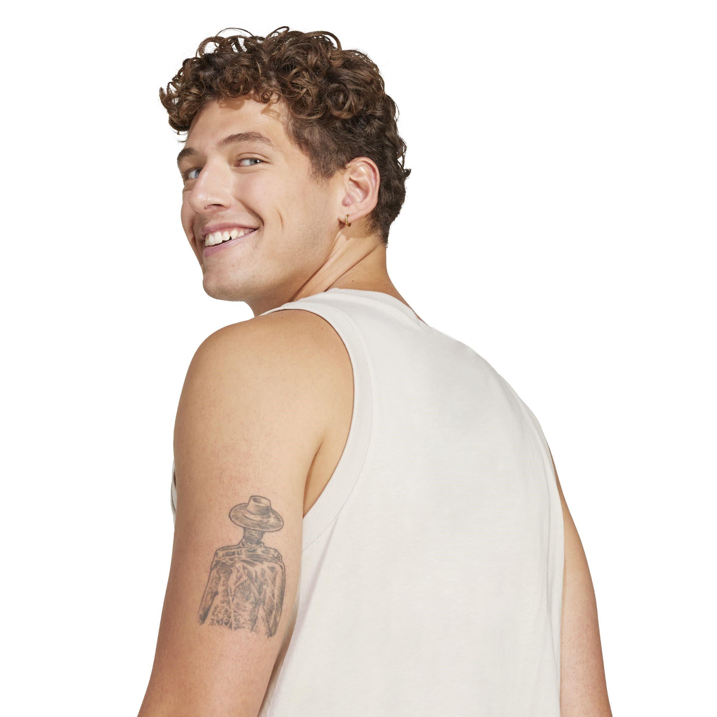 W.Alumina/White - adidas - Essential Muscle Vest - 5