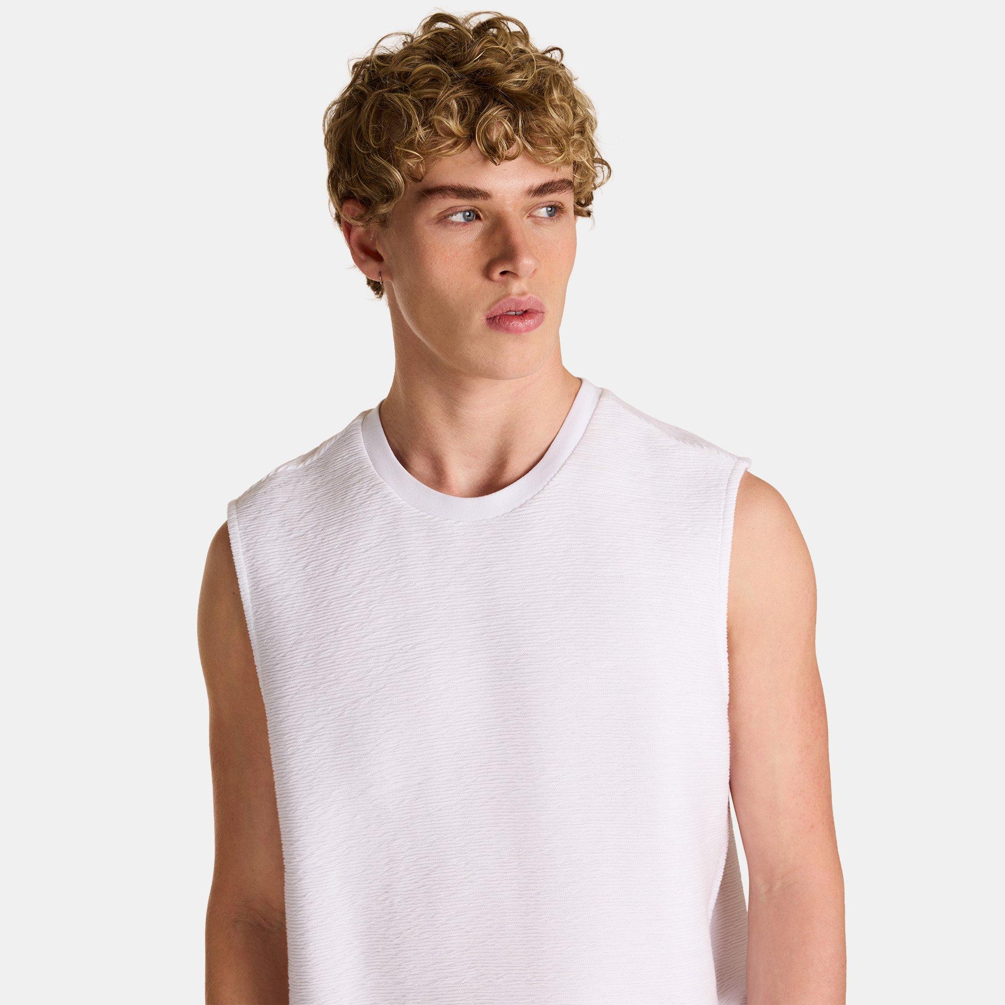 White - Prevu - Men's Ottoman Tank Vest - 5