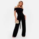 NOIR - I Saw It First - ISAWITFIRST Self Belted Bardot Crepe Jumpsuit - 1