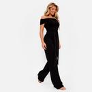 NOIR - I Saw It First - ISAWITFIRST Self Belted Bardot Crepe Jumpsuit - 3