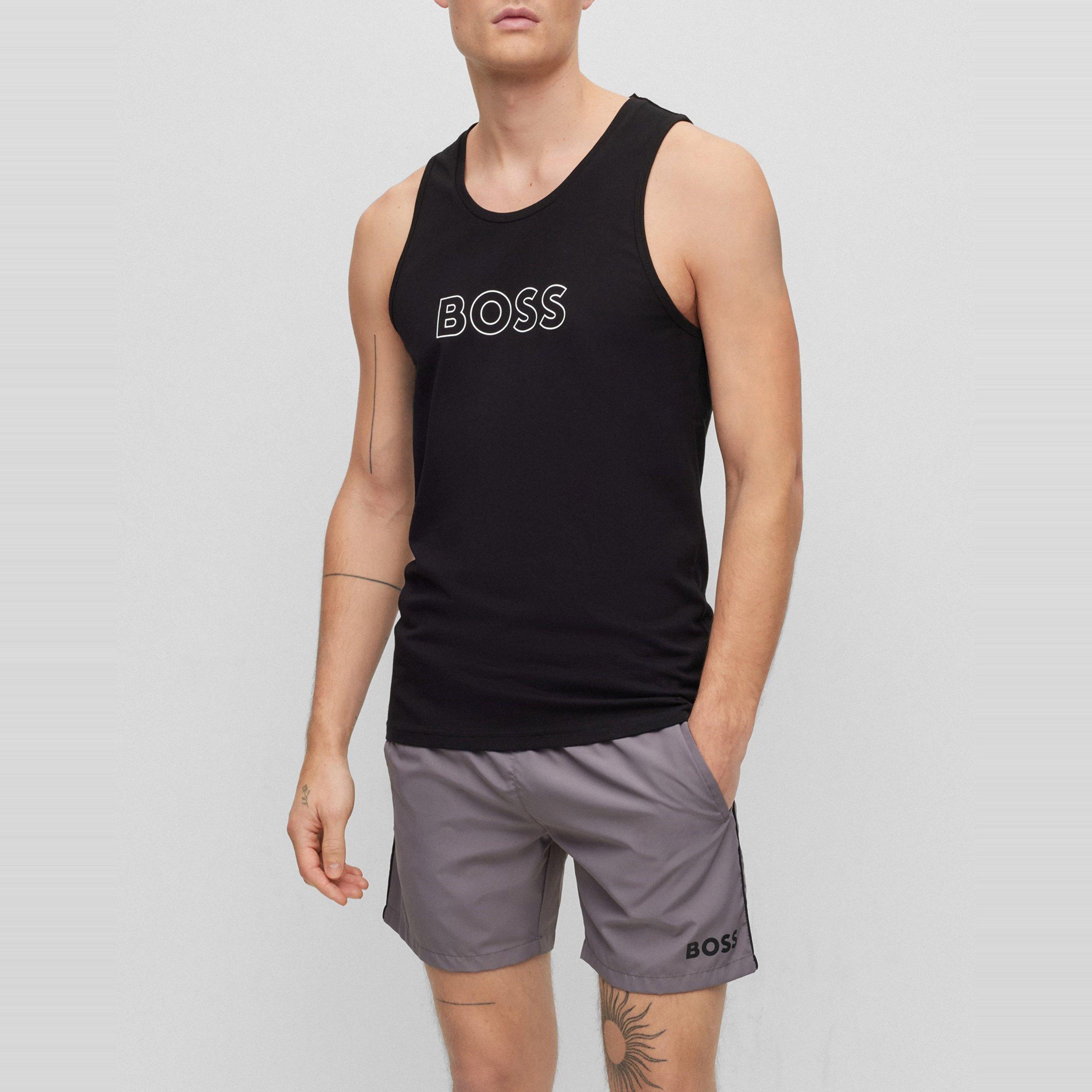 Black 004 - Boss - Men's Beach Tank Top, Sleek Solid - 3