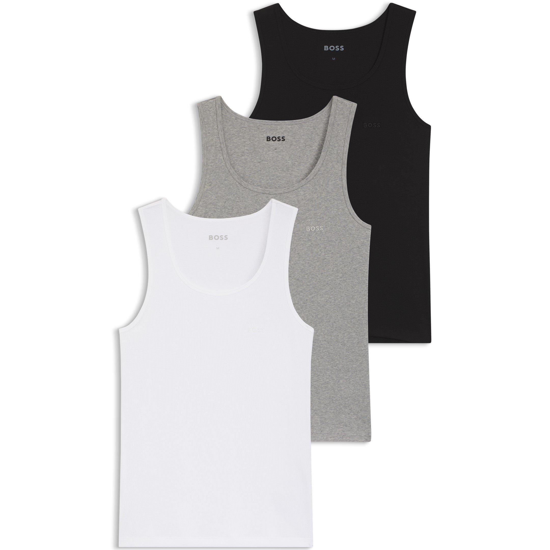 Wht/Gry/Blk - Boss - Tanktop3p Ribclassic 10271762