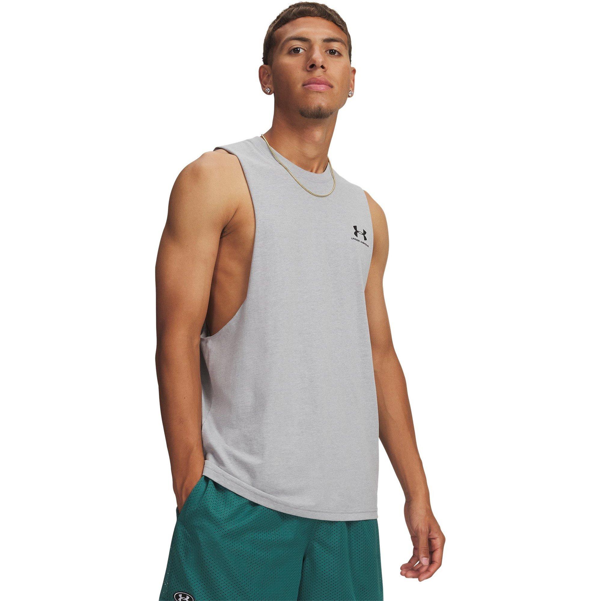 Steel/Black - Under Armour - Left Chest Cut-Off Tank Men - 3