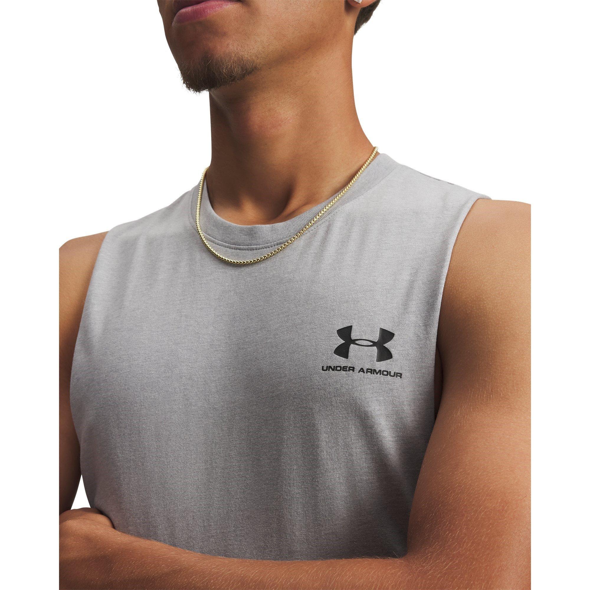 Steel/Black - Under Armour - Left Chest Cut-Off Tank Men - 6