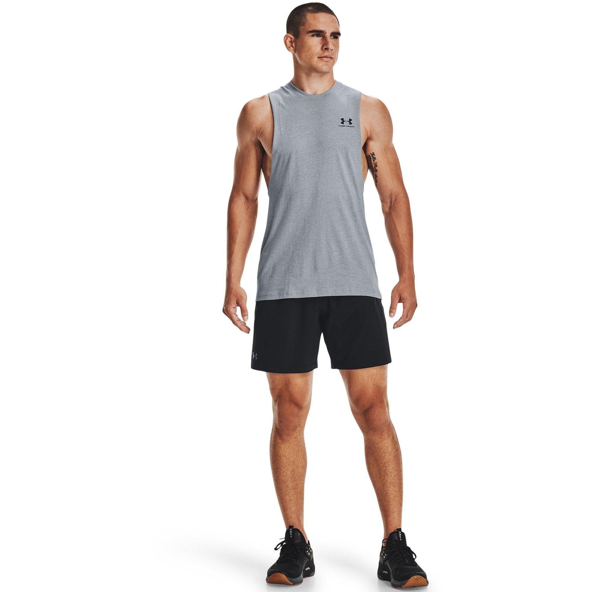 Steel/Black - Under Armour - Left Chest Cut-Off Tank Men - 7