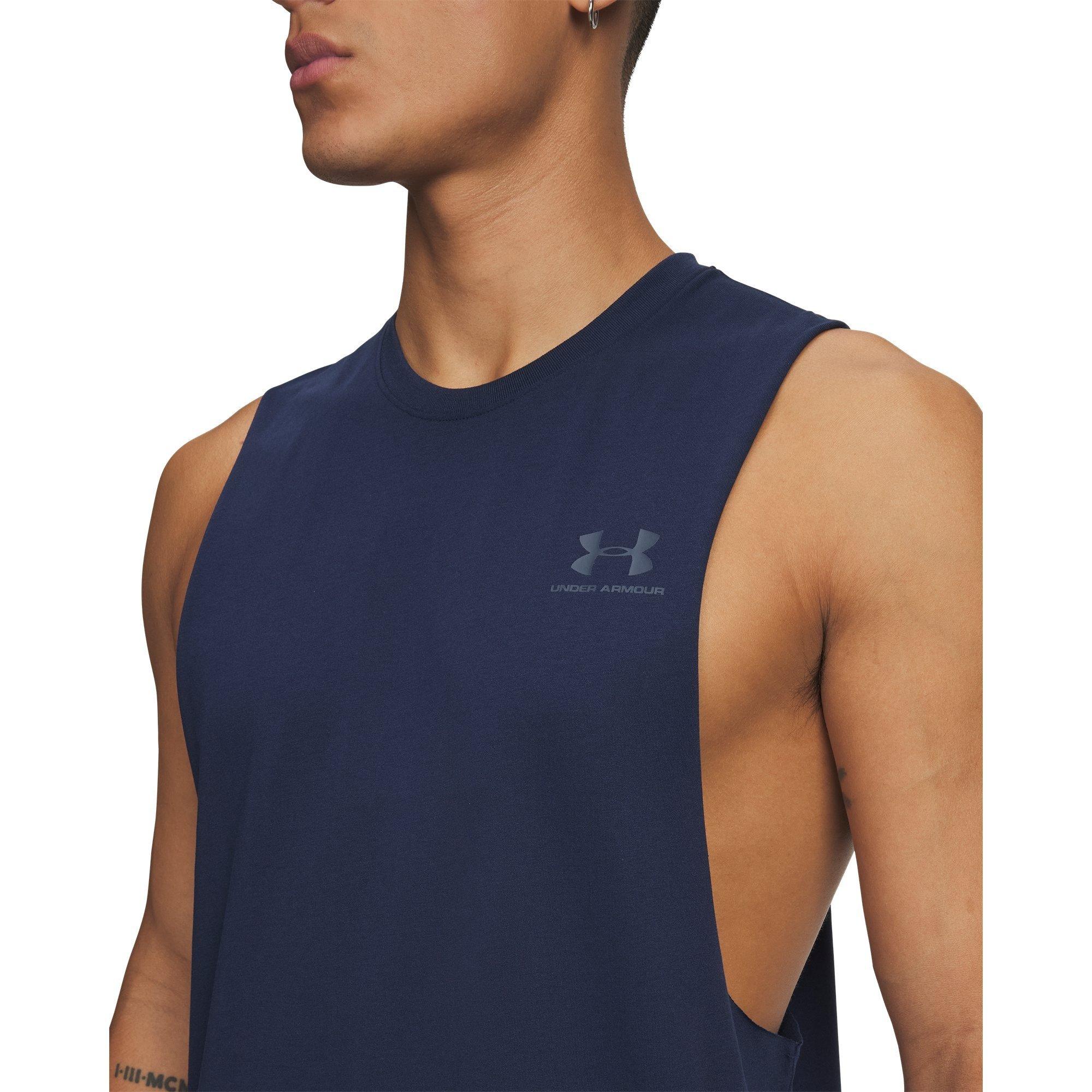 Academy/Gray - Under Armour - Left Chest Cut-Off Tank Men - 3