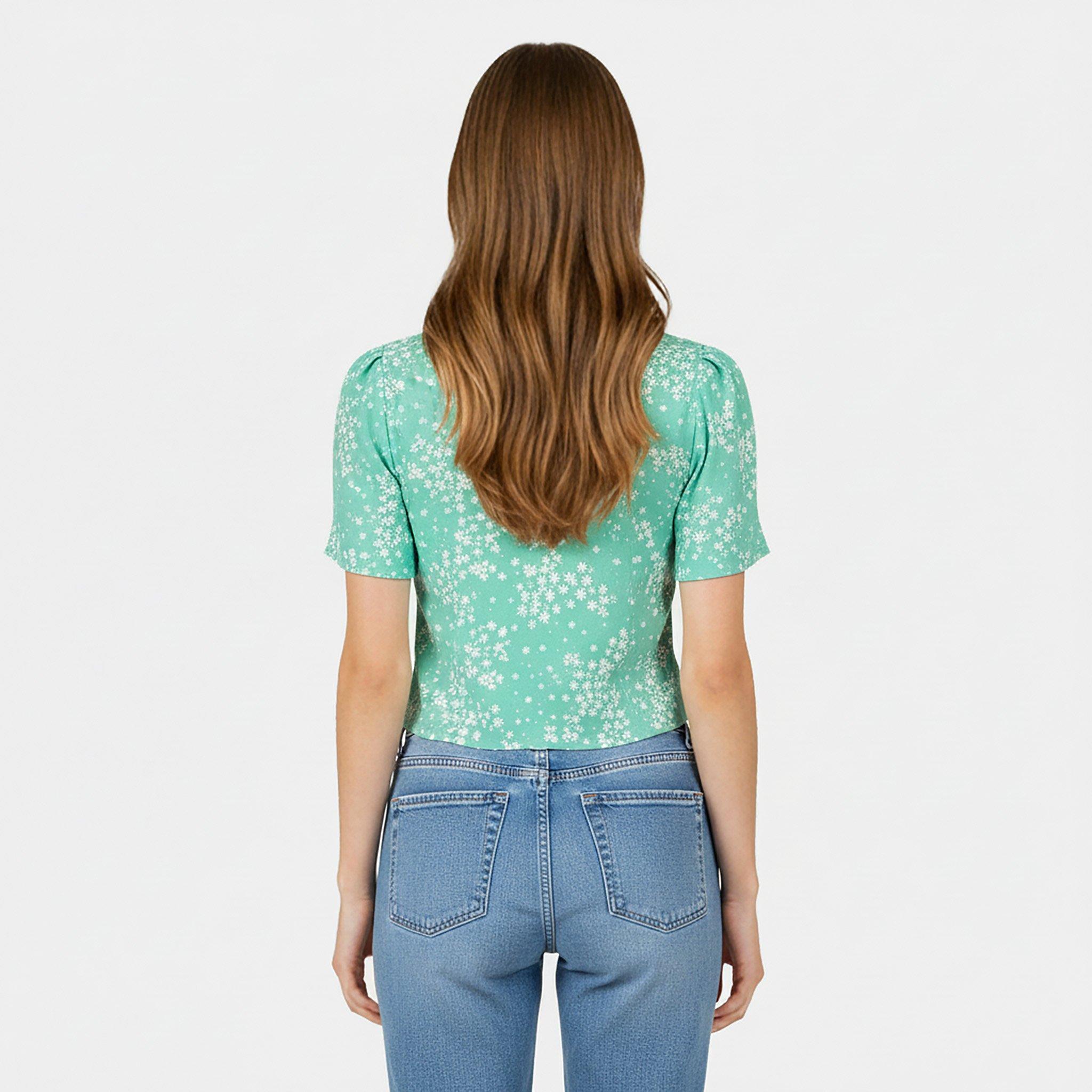 Green Print - Jack Wills - Keyhole Blouse - 4