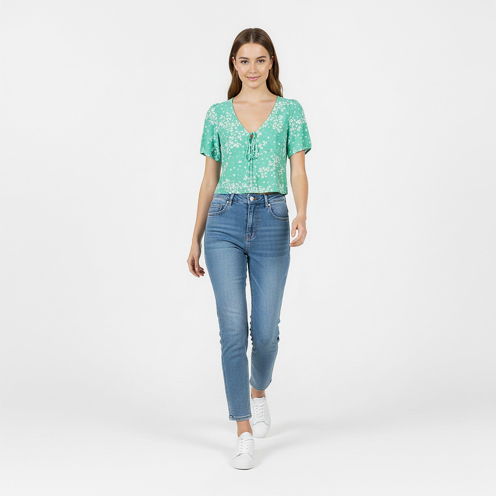 Green Print - Jack Wills - Keyhole Blouse - 5