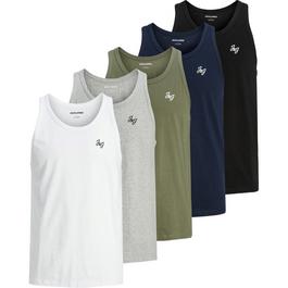 Jack and Jones 5 Pack Vest Top Mens