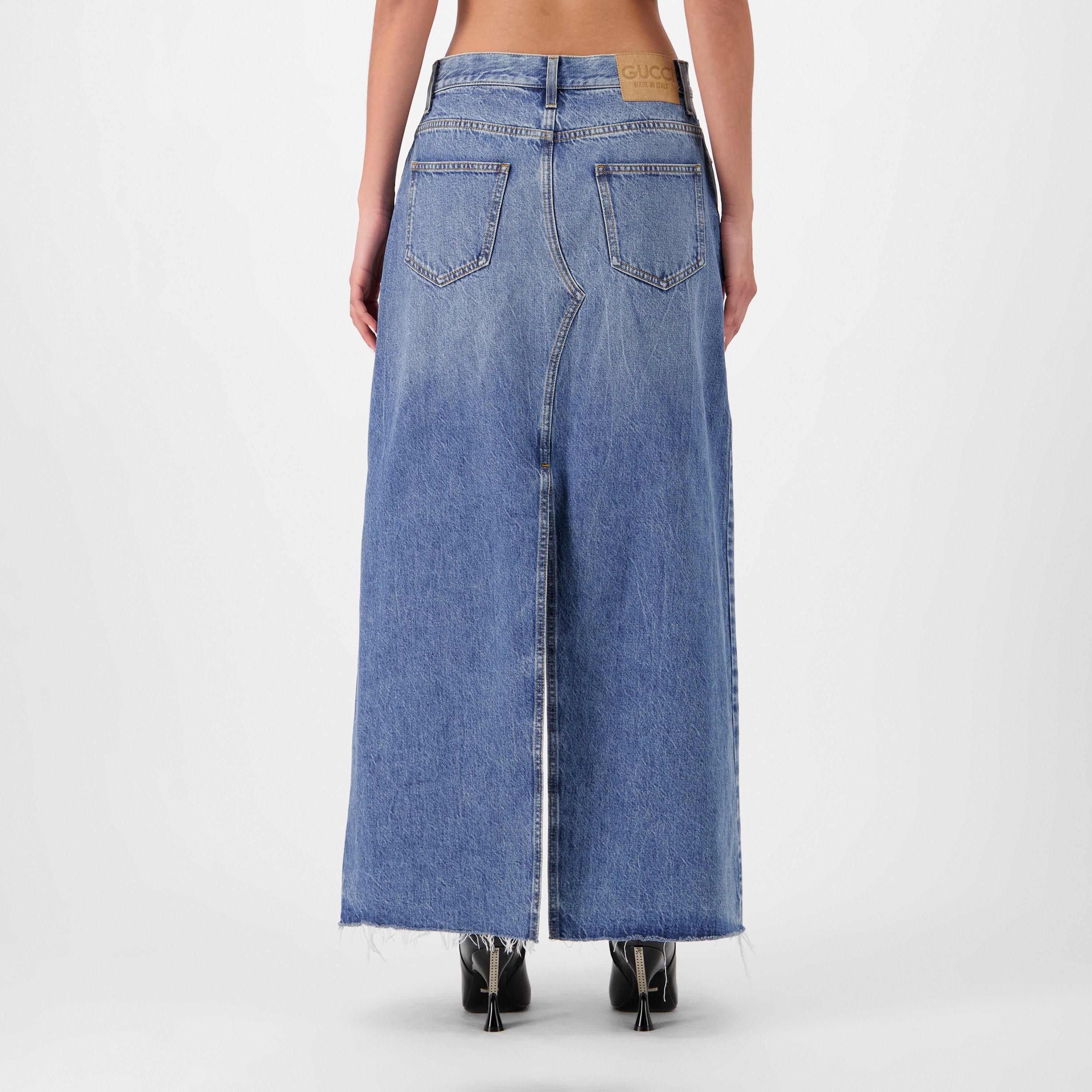 Blue/Mix - Gucci - Denim Midi Skirt - 4